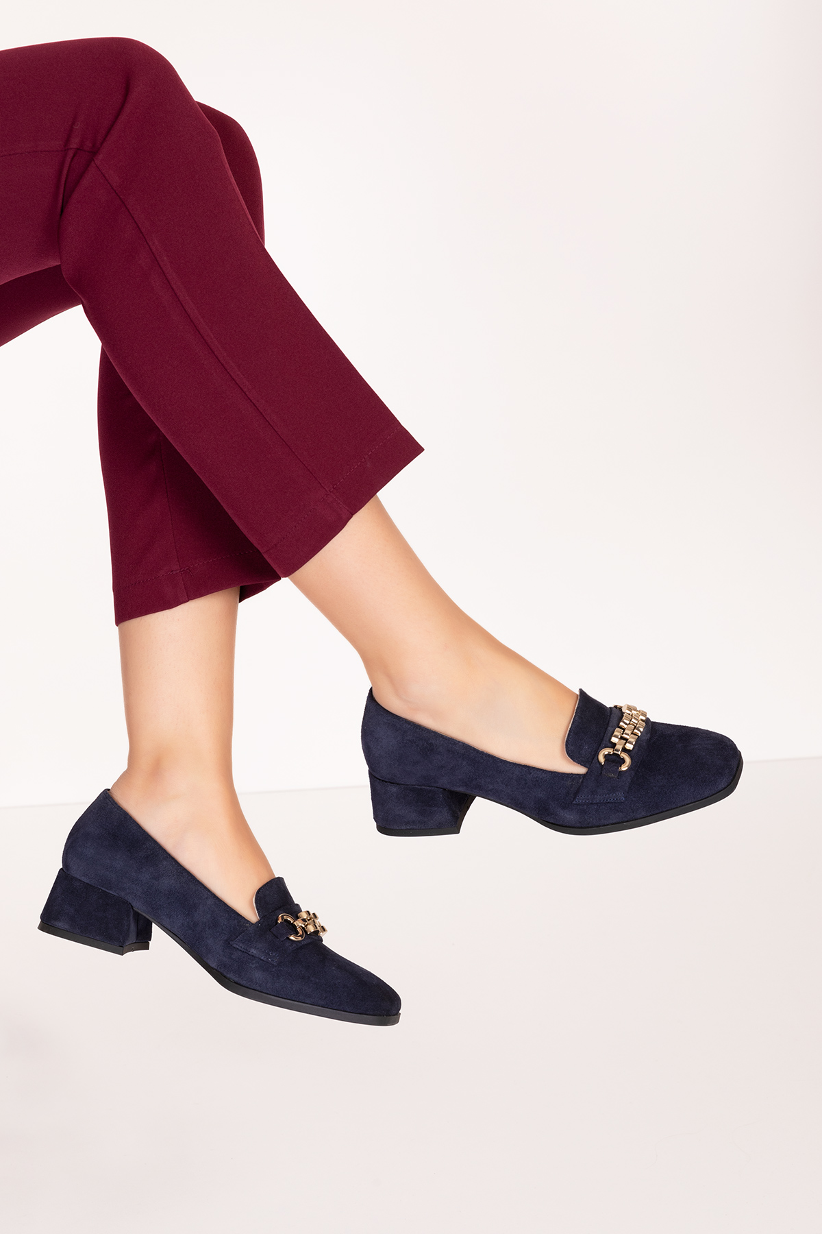 Gondol Hakiki Deri Kısa Topuklu Tokalı Şık Topuklu vdt.143 - Görsel 4