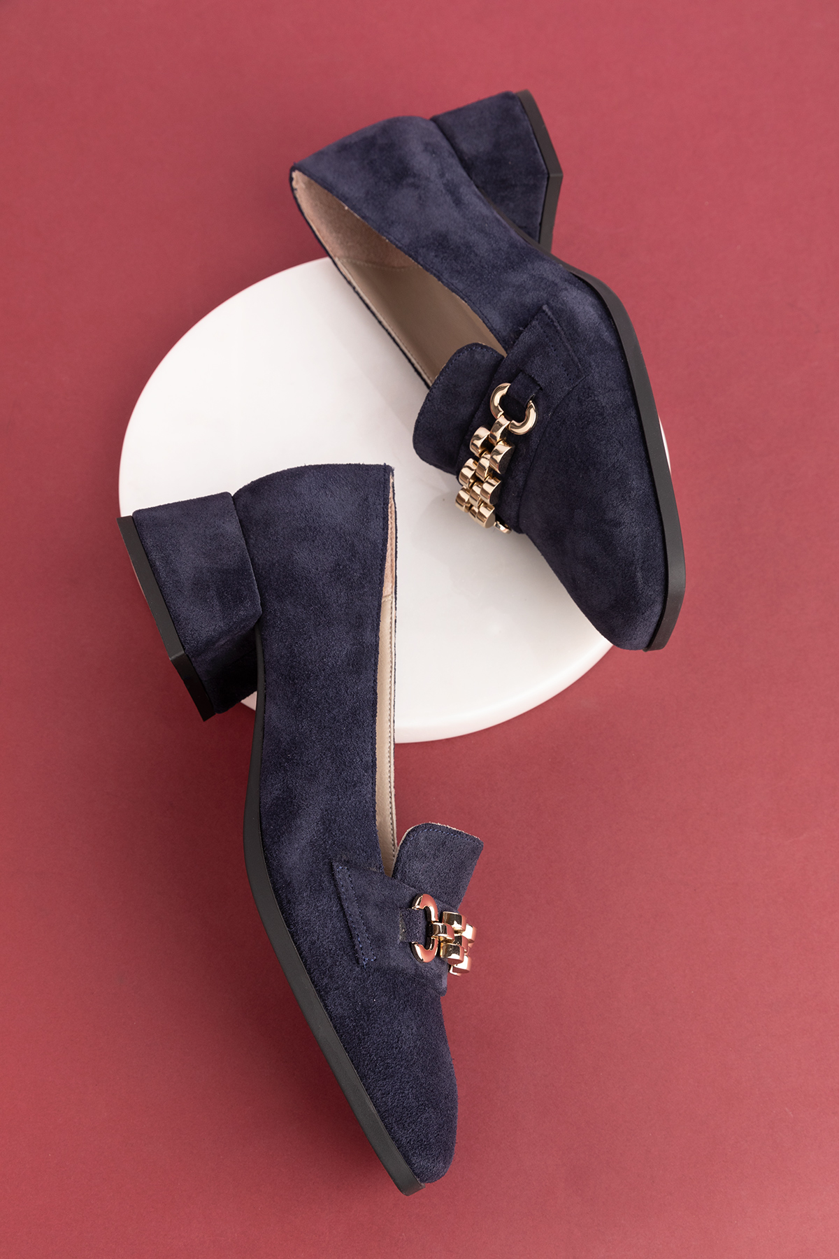 Gondol Hakiki Deri Kısa Topuklu Tokalı Şık Topuklu vdt.143 - Görsel 5