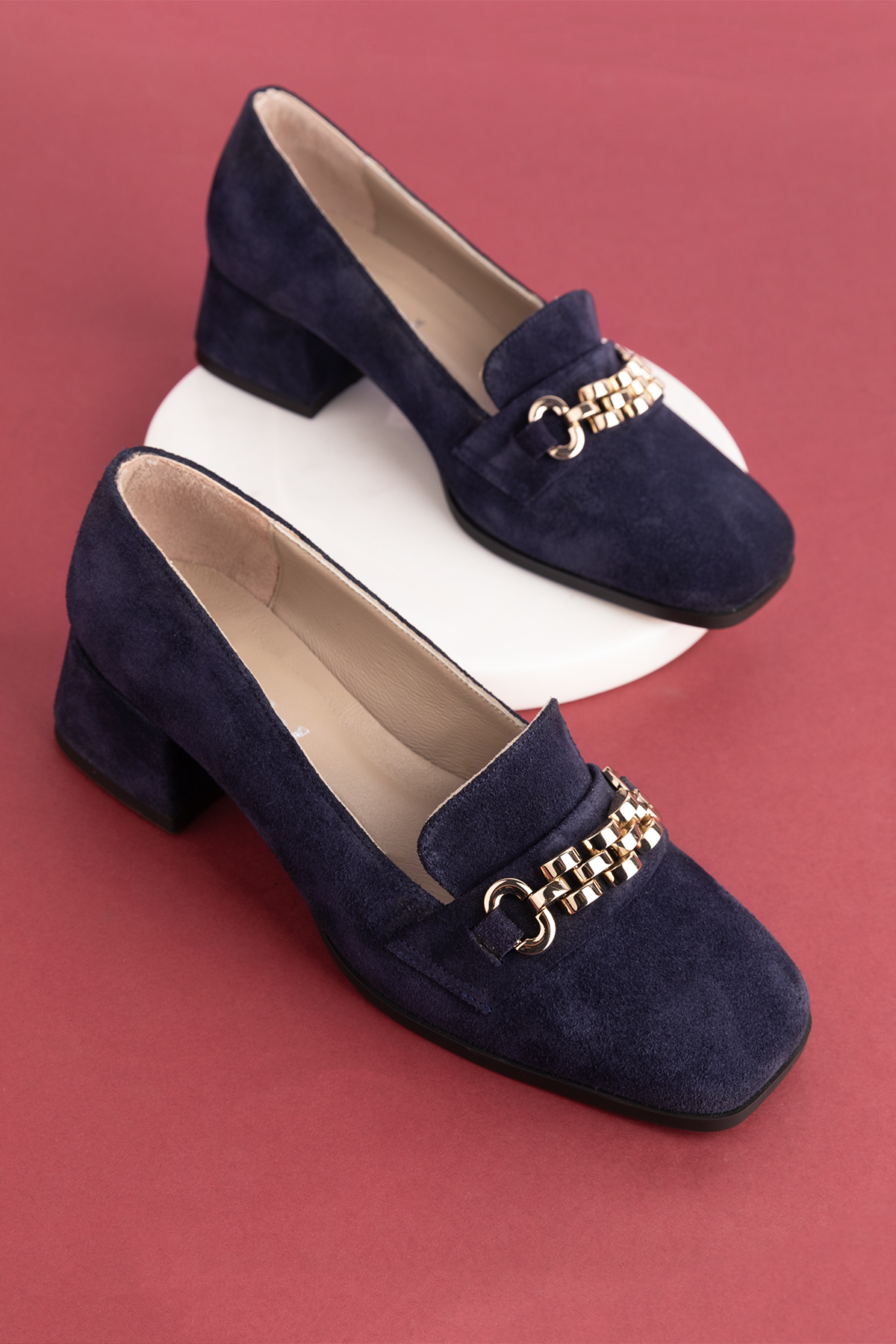 Gondol Hakiki Deri Kısa Topuklu Tokalı Şık Topuklu vdt.143 - Görsel 6