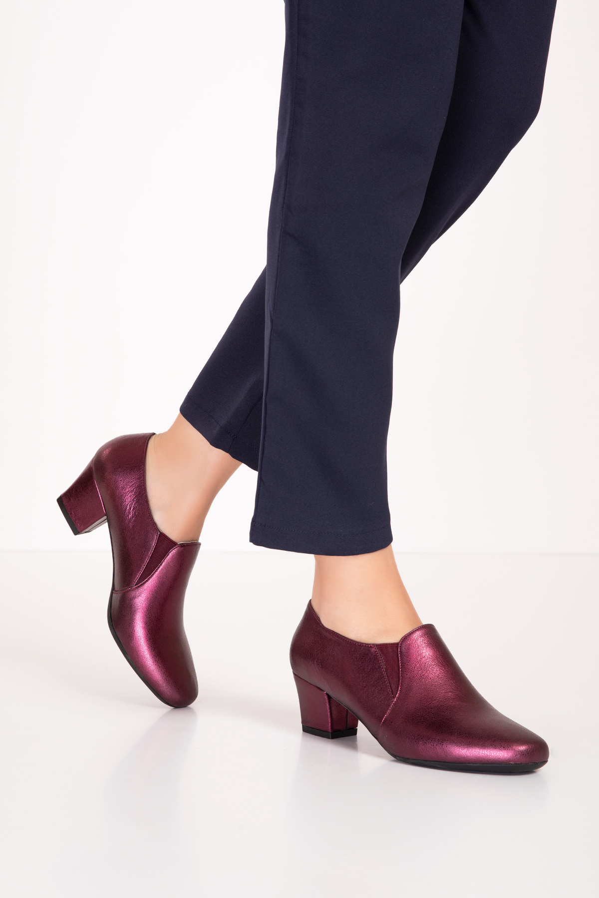Gondol Hakiki Deri Klasik Orta Boy Topuklu Ayakkabı vdt.62 - Görsel 2