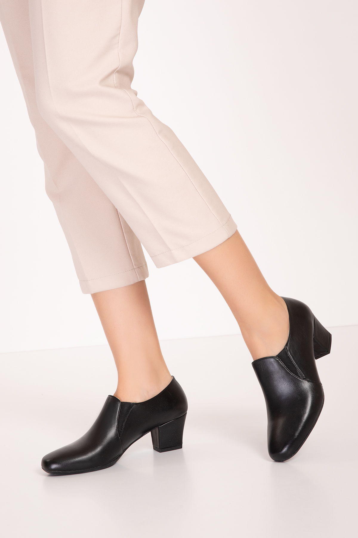 Gondol Hakiki Deri Klasik Orta Boy Topuklu Ayakkabı vdt.62 - Görsel 9