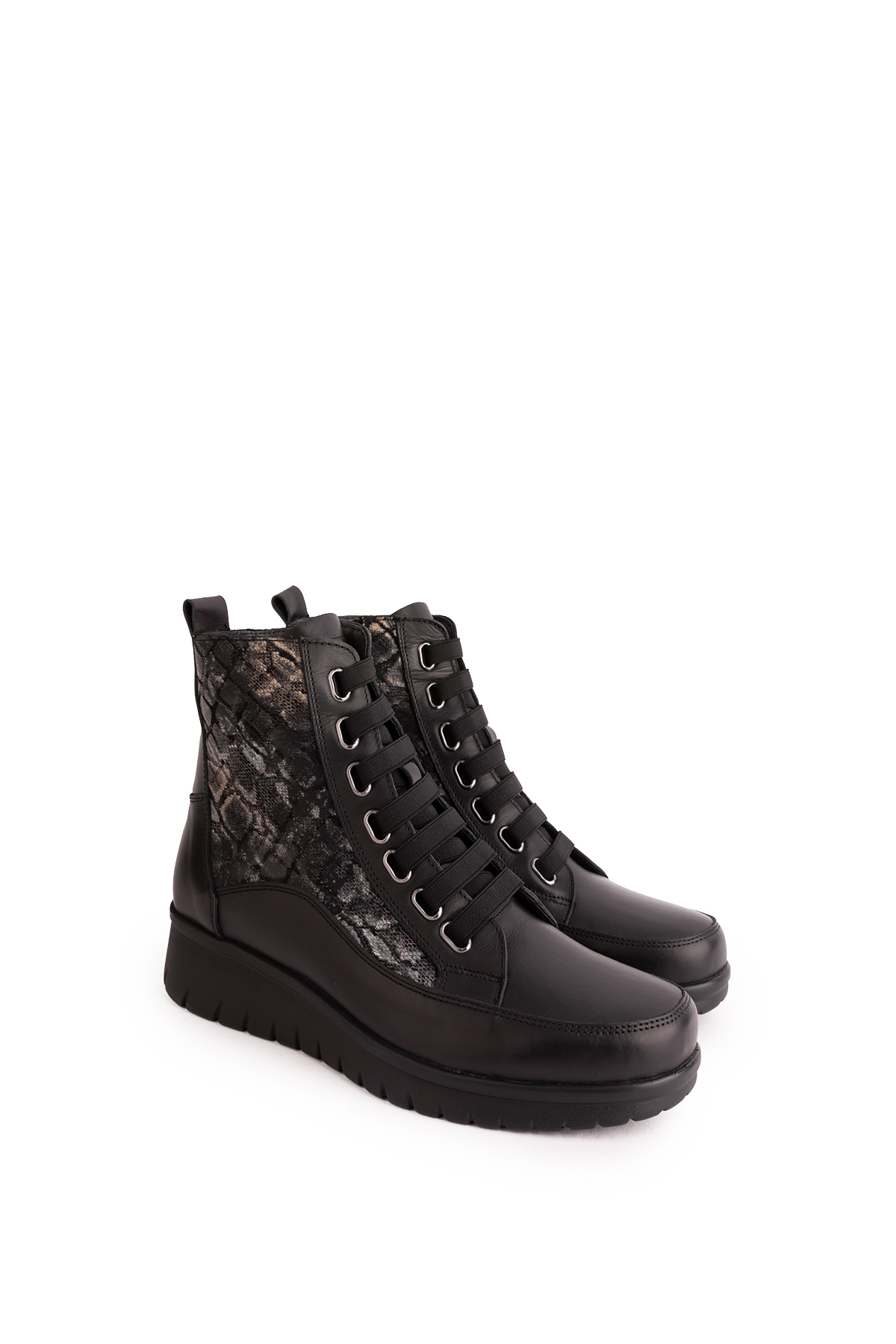 Gondol Kadın Hakiki Deri Yılan Detaylı Lastik Bağcıklı Bot elnr.5911 - Görsel 9