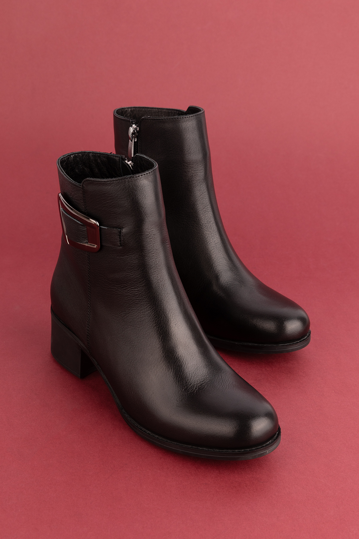 Gondol Kadın Hakiki Deri Klasik Topuklu Toka Detaylı Bot anl.2919 - Görsel 7