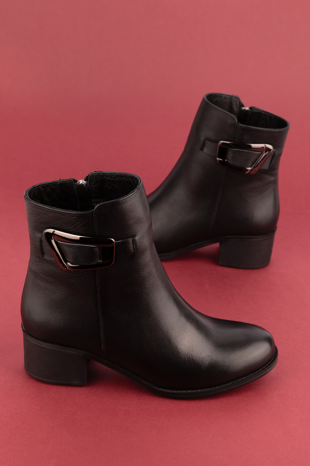 Gondol Kadın Hakiki Deri Klasik Topuklu Toka Detaylı Bot anl.2919 - Görsel 8