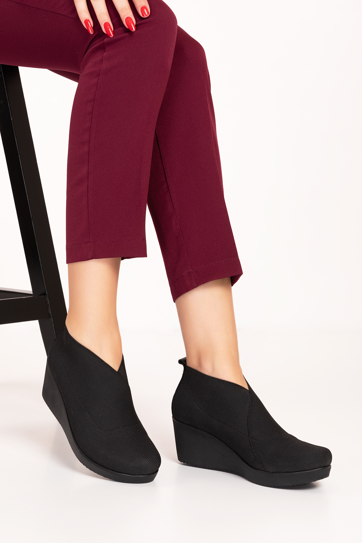 Gondol Dolgu Topuklu Lastikli Kapsül Tarz Ayakkabı ell.1212 - Görsel 2