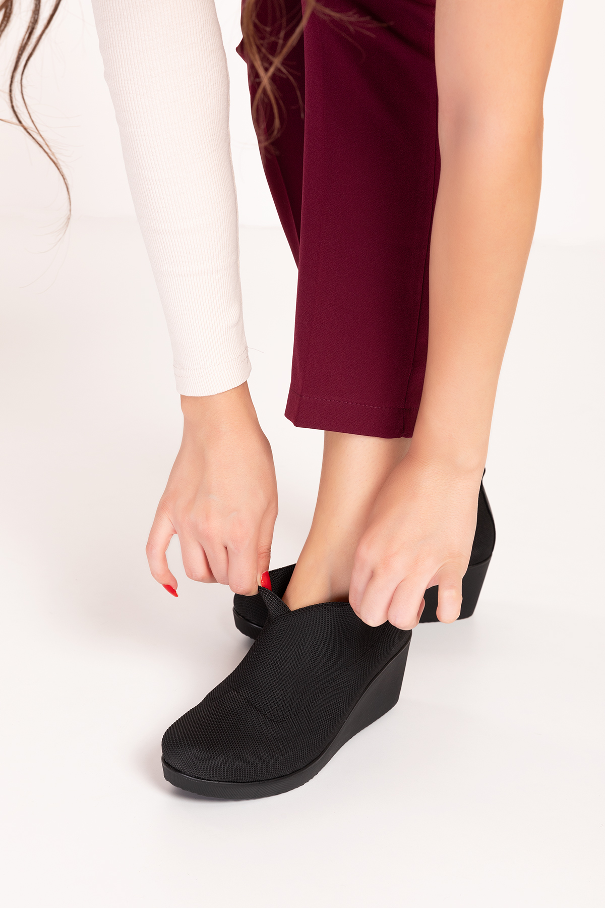 Gondol Dolgu Topuklu Lastikli Kapsül Tarz Ayakkabı ell.1212 - Görsel 5