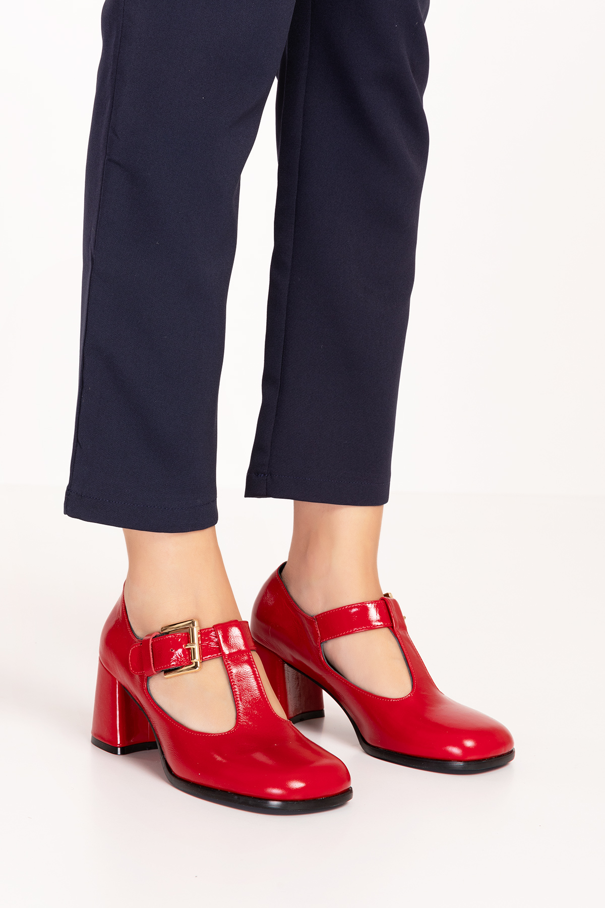 Gondol Kadın Hakiki Deri Yuvarlak Küt Burun Şık Topuklu Ayakkabı mnz.24524 - Görsel 2