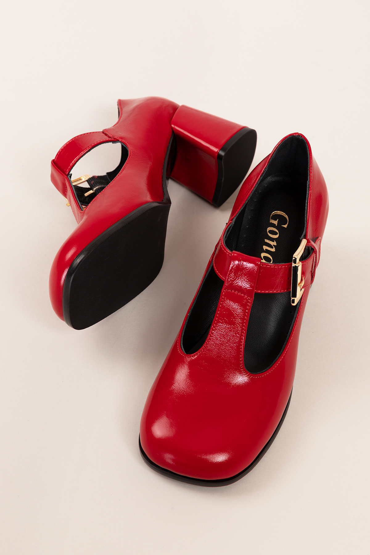 Gondol Kadın Hakiki Deri Yuvarlak Küt Burun Şık Topuklu Ayakkabı mnz.24524 - Görsel 9