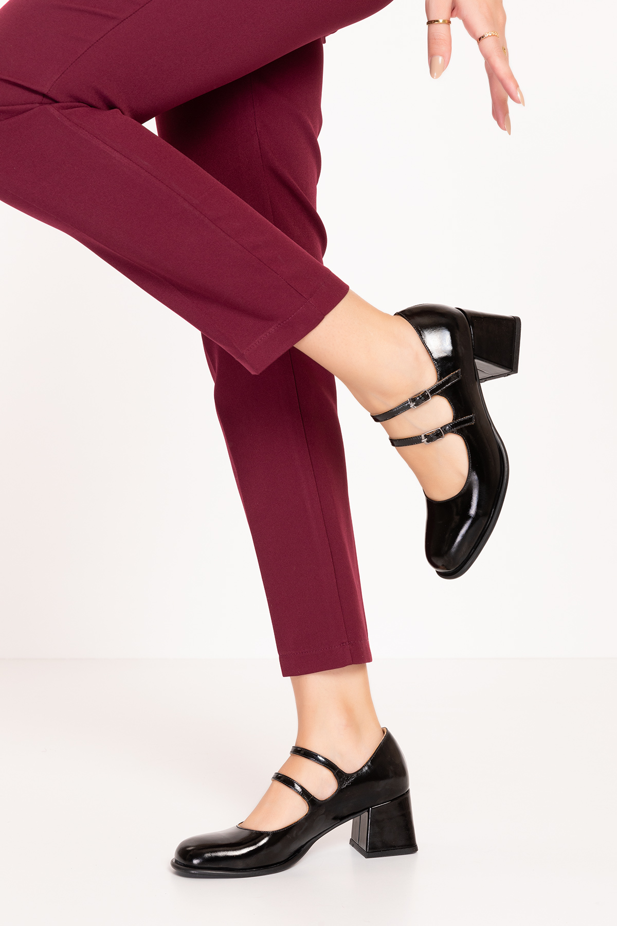 Gondol Kadın Hakiki Deri Çift Bantlı Topuklu Ayakkabı ss.417 - Görsel 2