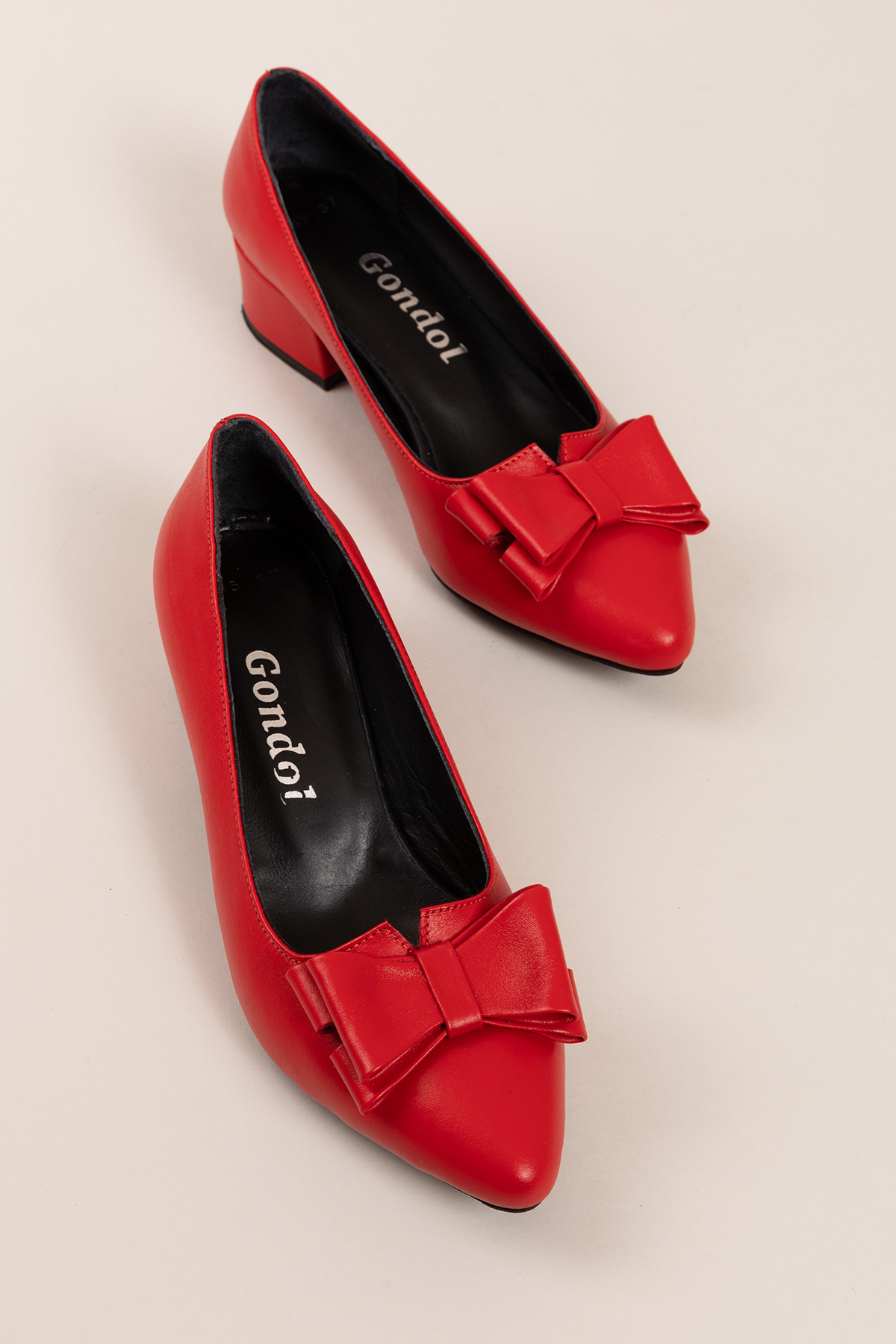 Gondol Hakiki Deri Kısa Topuklu Fiyonklu Ayakkabı şhn.1085 - Görsel 3