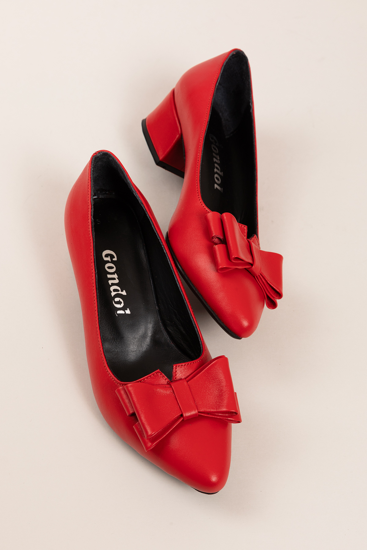 Gondol Hakiki Deri Kısa Topuklu Fiyonklu Ayakkabı şhn.1085 - Görsel 4