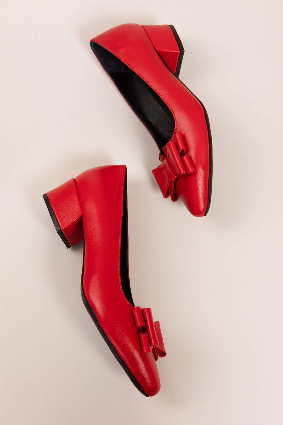 Gondol Hakiki Deri Kısa Topuklu Fiyonklu Ayakkabı şhn.1085 - Görsel 5