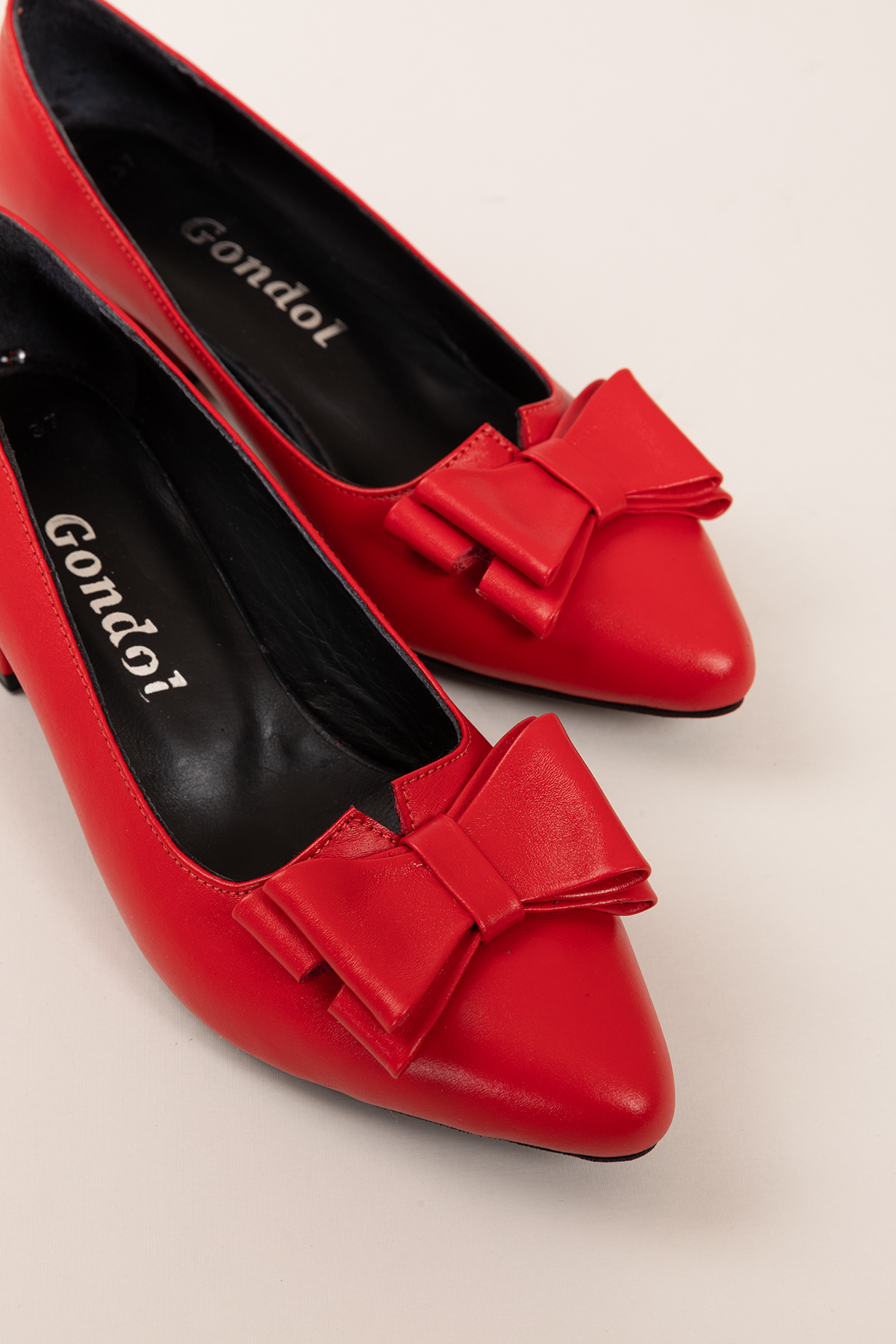 Gondol Hakiki Deri Kısa Topuklu Fiyonklu Ayakkabı şhn.1085 - Görsel 6