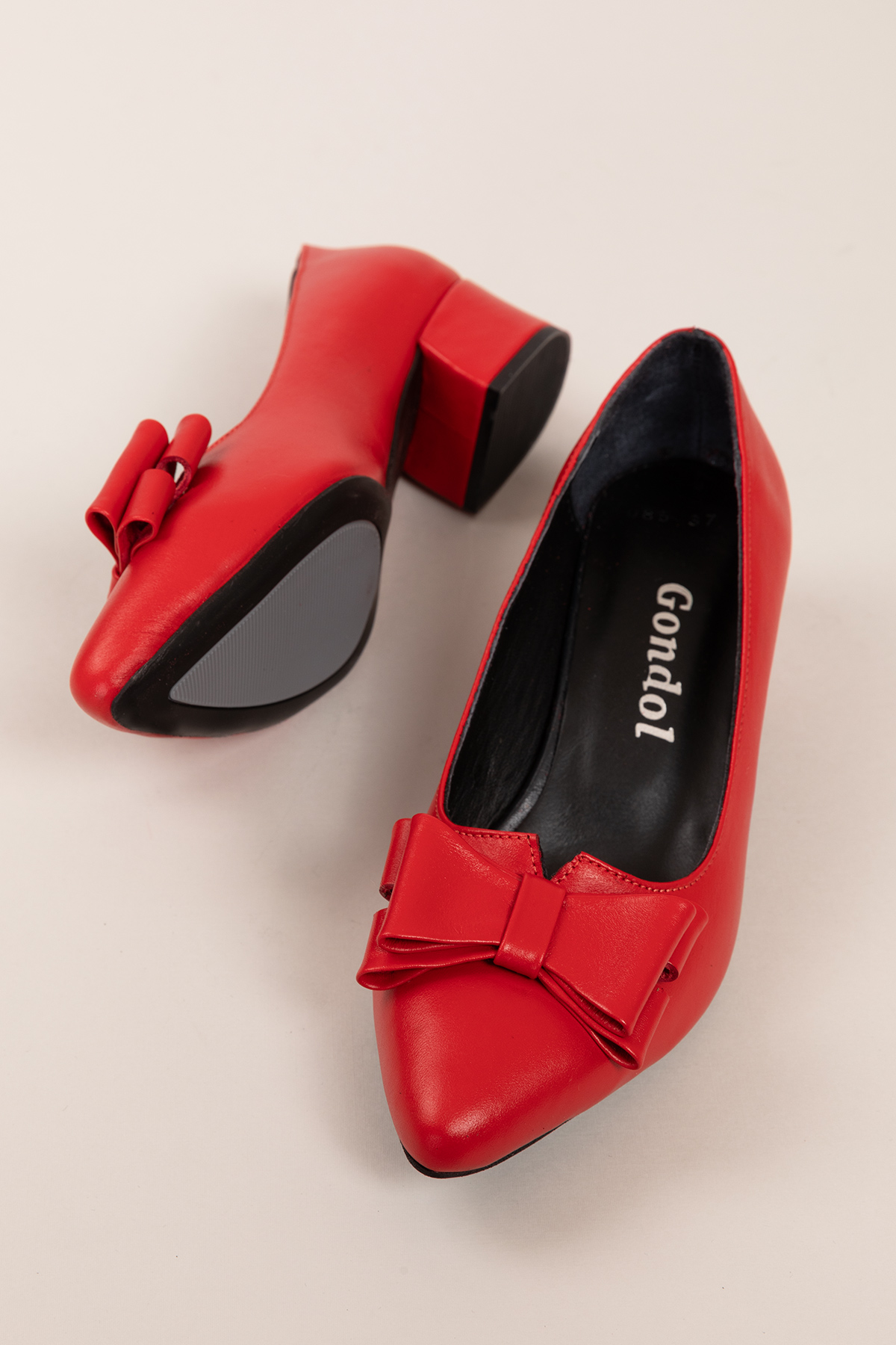 Gondol Hakiki Deri Kısa Topuklu Fiyonklu Ayakkabı şhn.1085 - Görsel 7