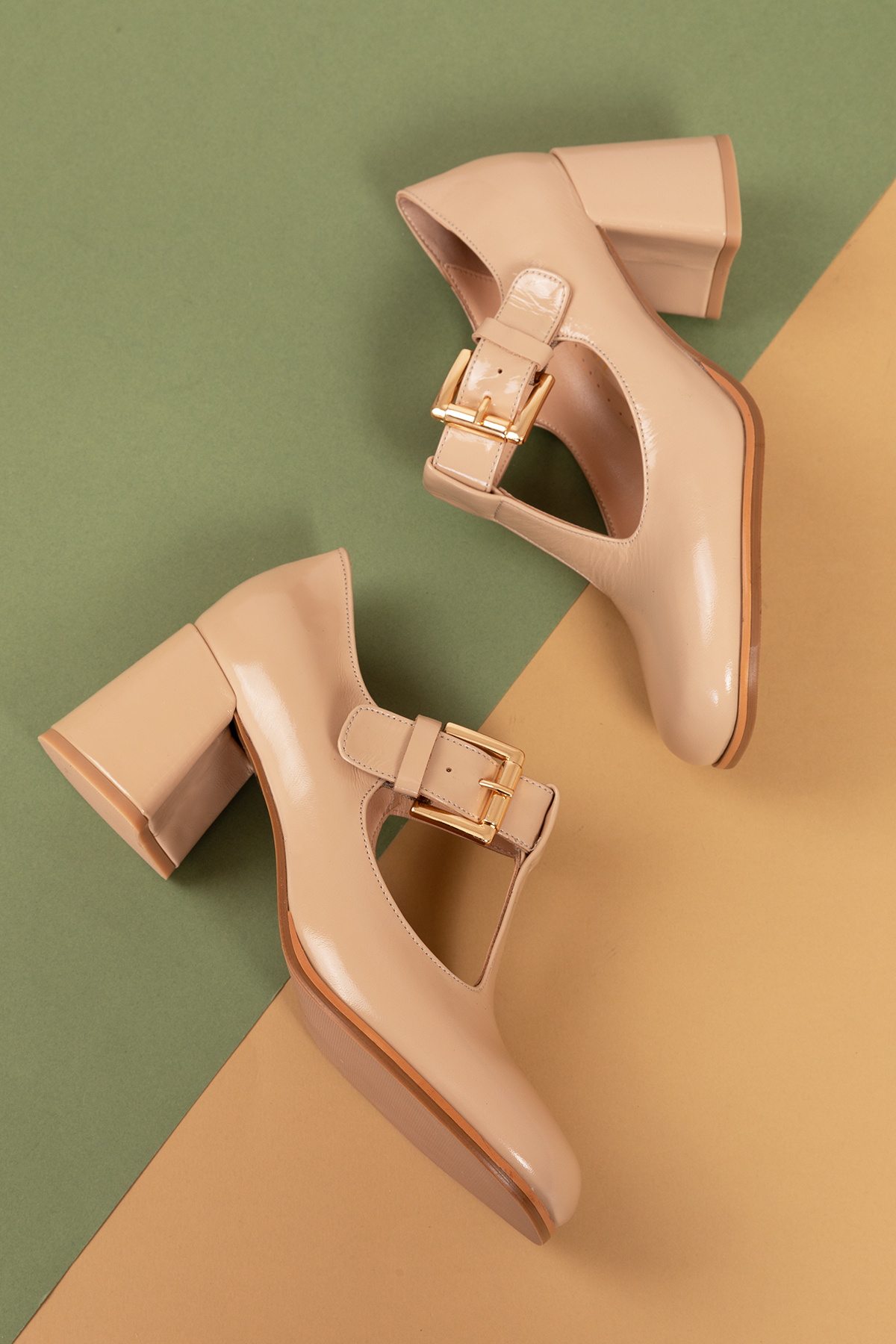 Gondol Kadın Hakiki Deri Yuvarlak Küt Burun Şık Topuklu Ayakkabı mnz.24524 - Görsel 4