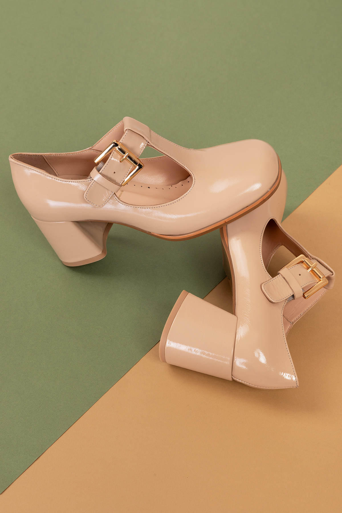 Gondol Kadın Hakiki Deri Yuvarlak Küt Burun Şık Topuklu Ayakkabı mnz.24524 - Görsel 5