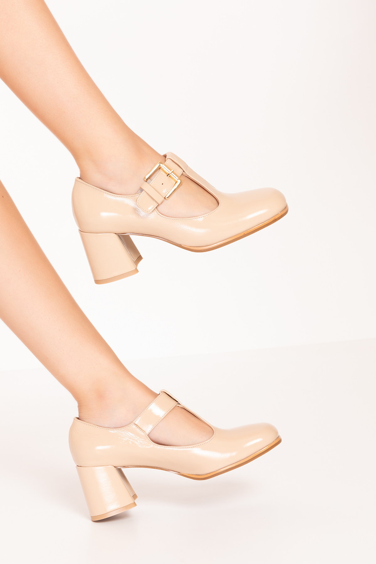 Gondol Kadın Hakiki Deri Yuvarlak Küt Burun Şık Topuklu Ayakkabı mnz.24524 - Görsel 7