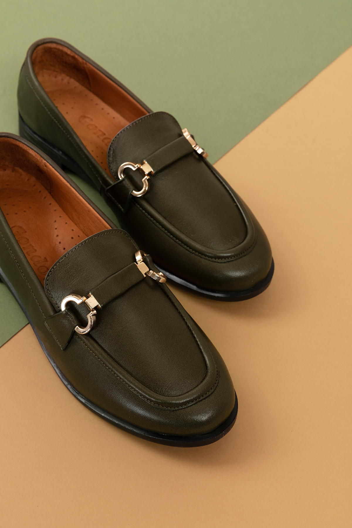 Gondol Hakiki Deri Kadın Tokalı Loafer esl.1852 - Görsel 6