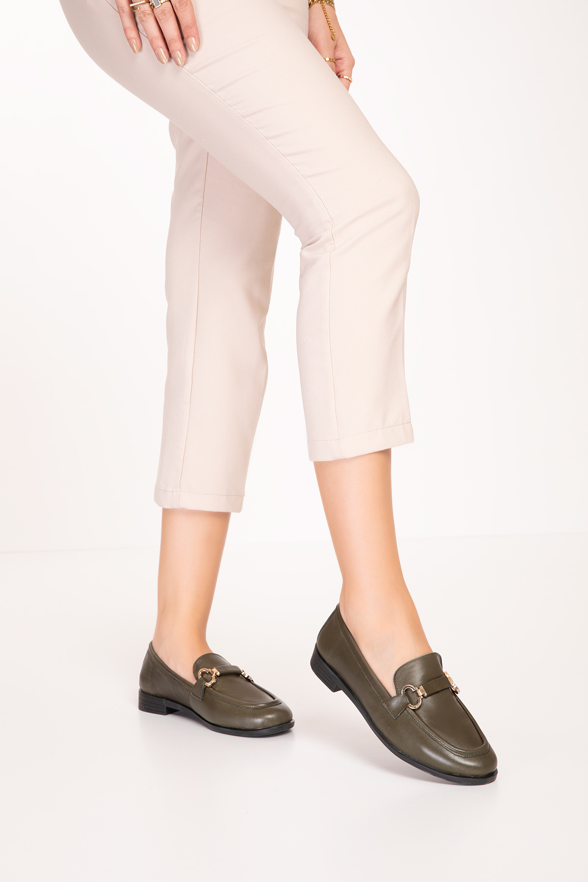 Gondol Hakiki Deri Kadın Tokalı Loafer esl.1852 - Görsel 9