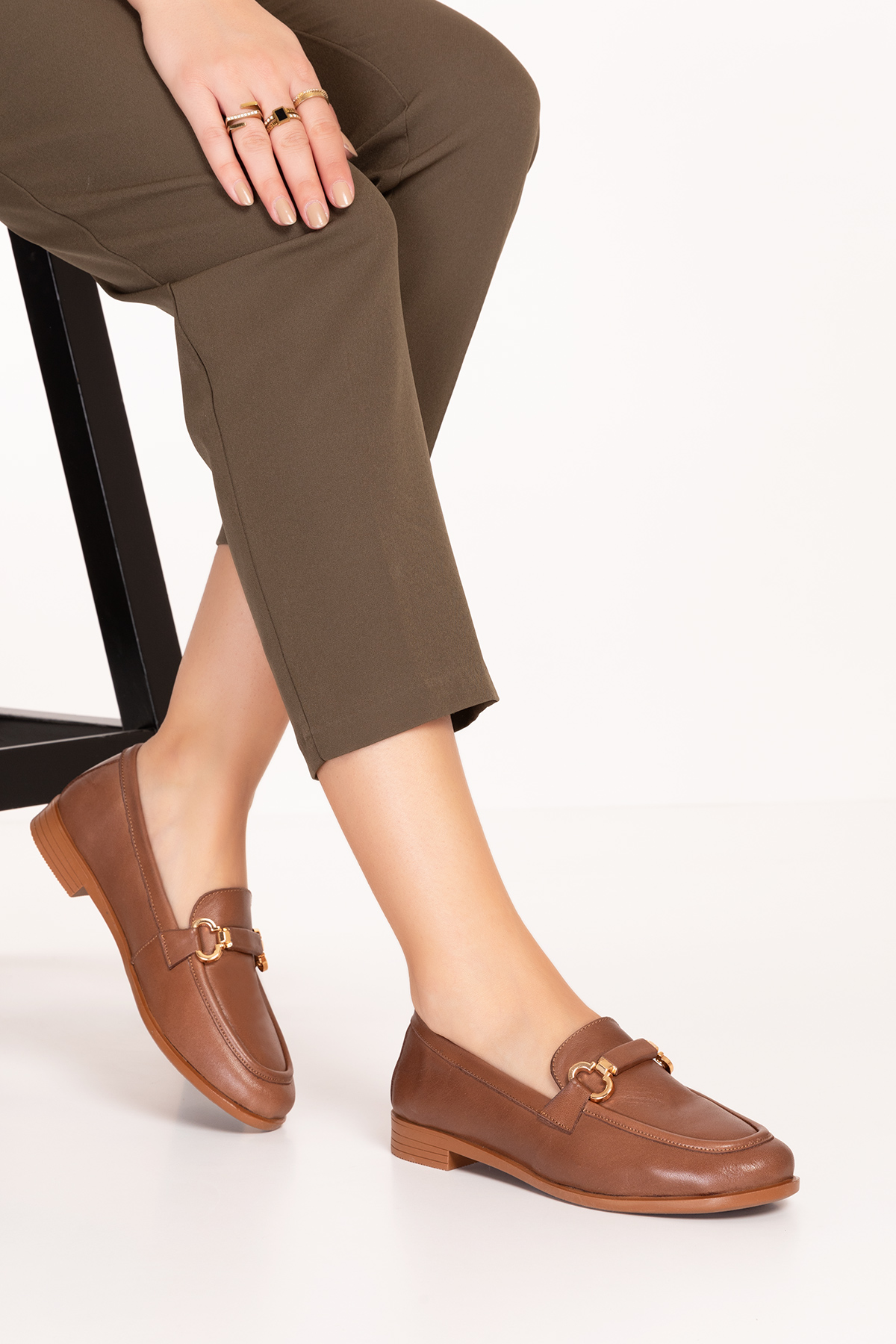 Gondol Hakiki Deri Kadın Tokalı Loafer esl.1852 - Görsel 2