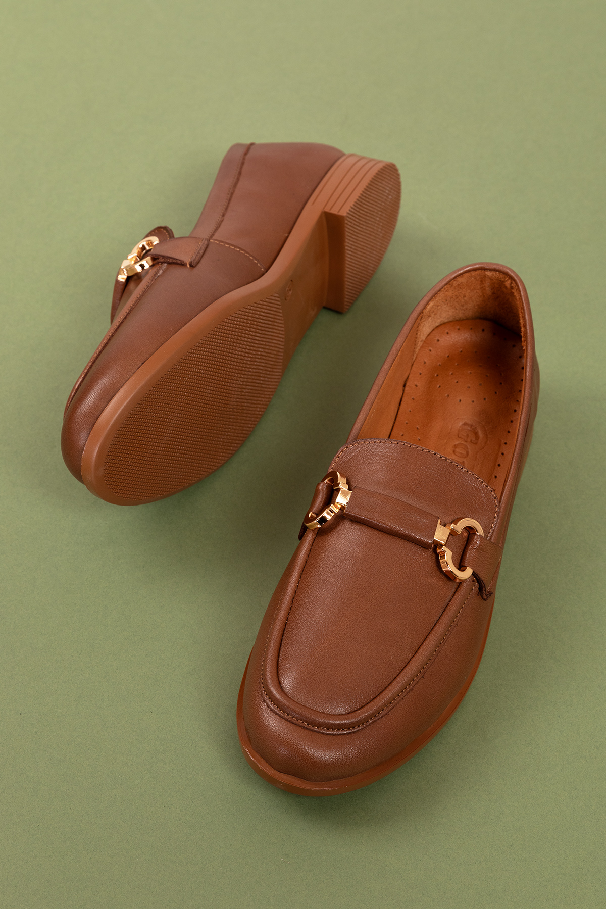 Gondol Hakiki Deri Kadın Tokalı Loafer esl.1852 - Görsel 5