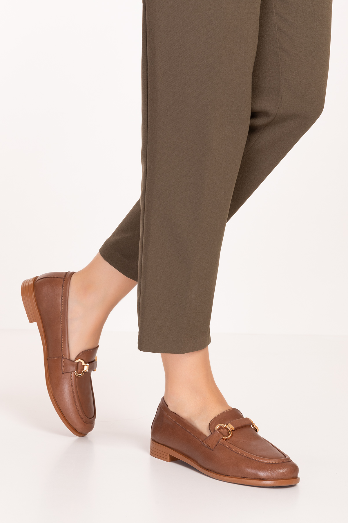 Gondol Hakiki Deri Kadın Tokalı Loafer esl.1852 - Görsel 9