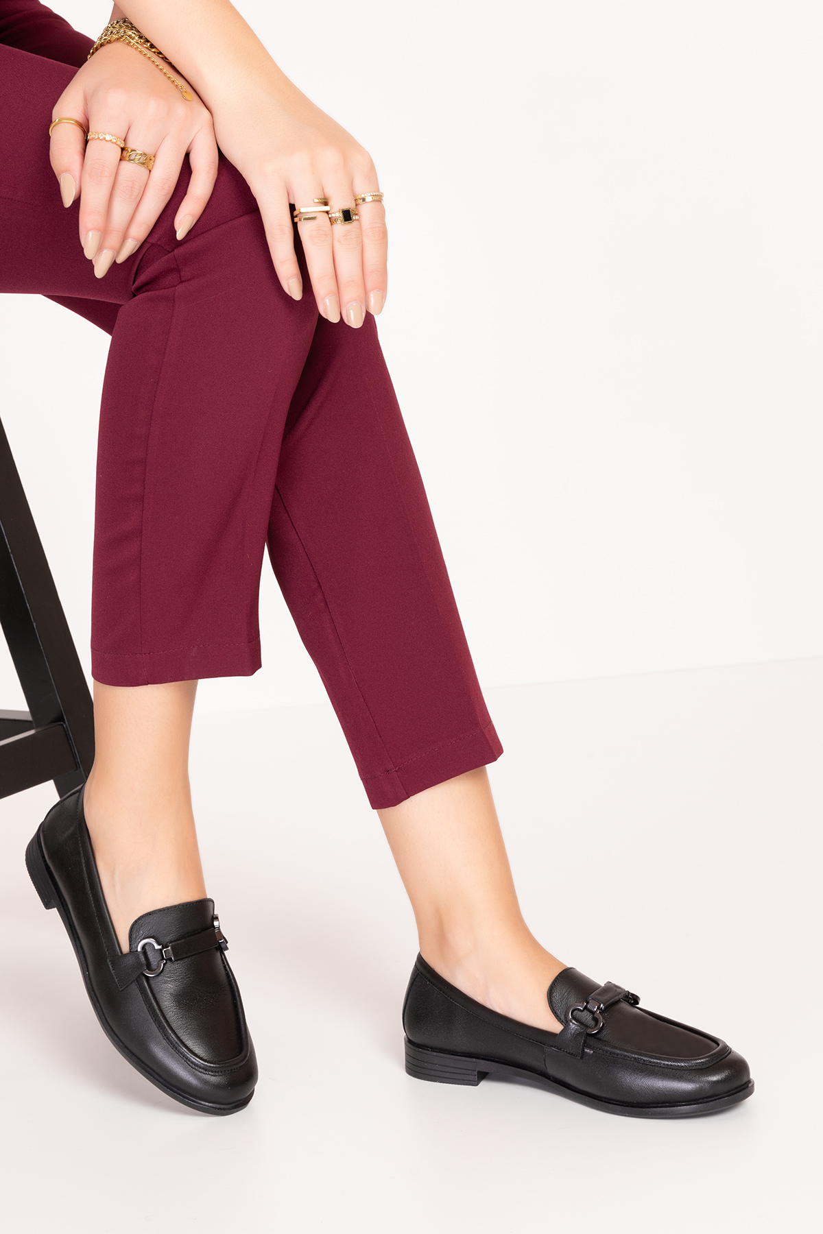 Gondol Hakiki Deri Kadın Tokalı Loafer esl.1852 - Görsel 9