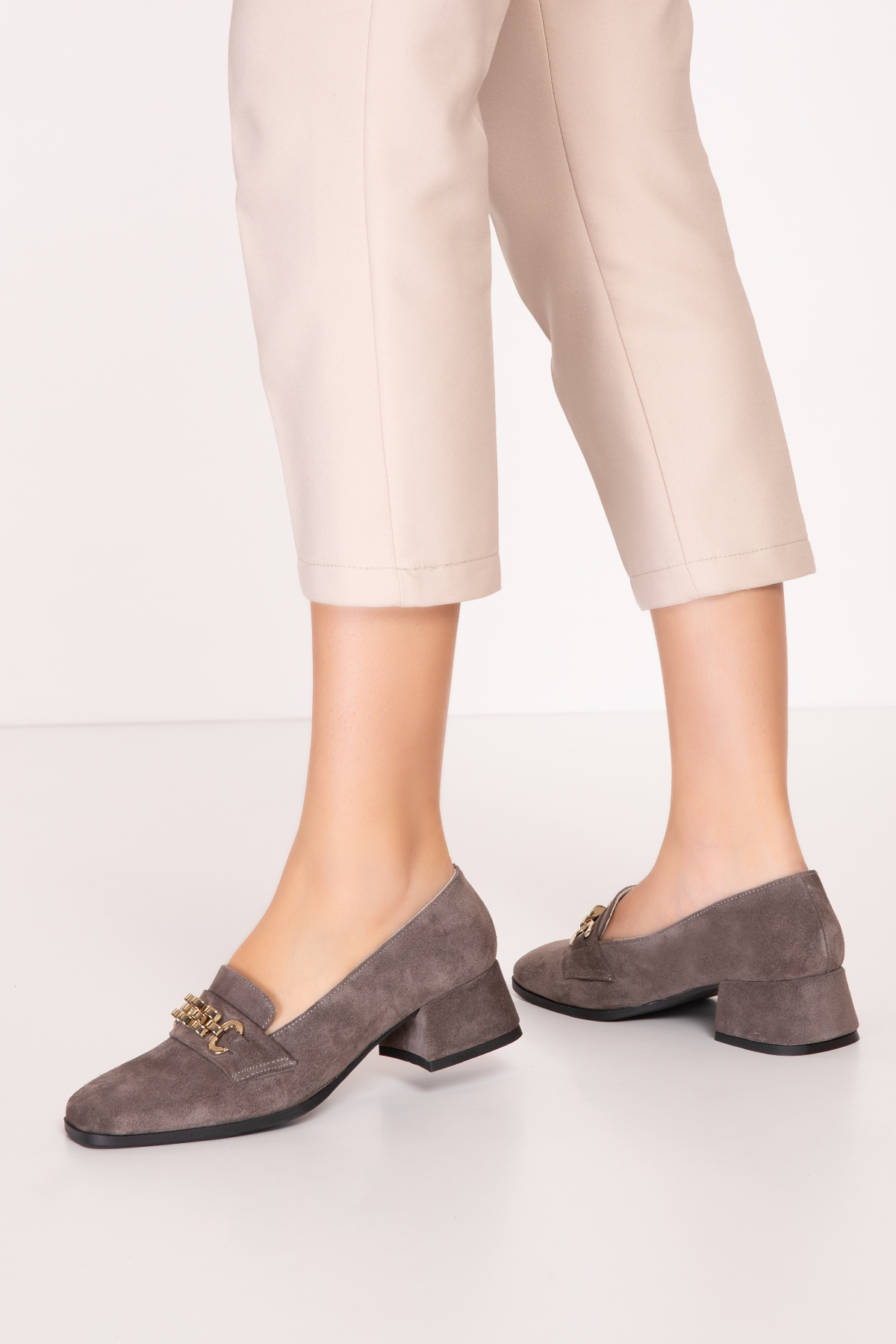 Gondol Hakiki Deri Kısa Topuklu Tokalı Şık Topuklu vdt.143 - Görsel 5