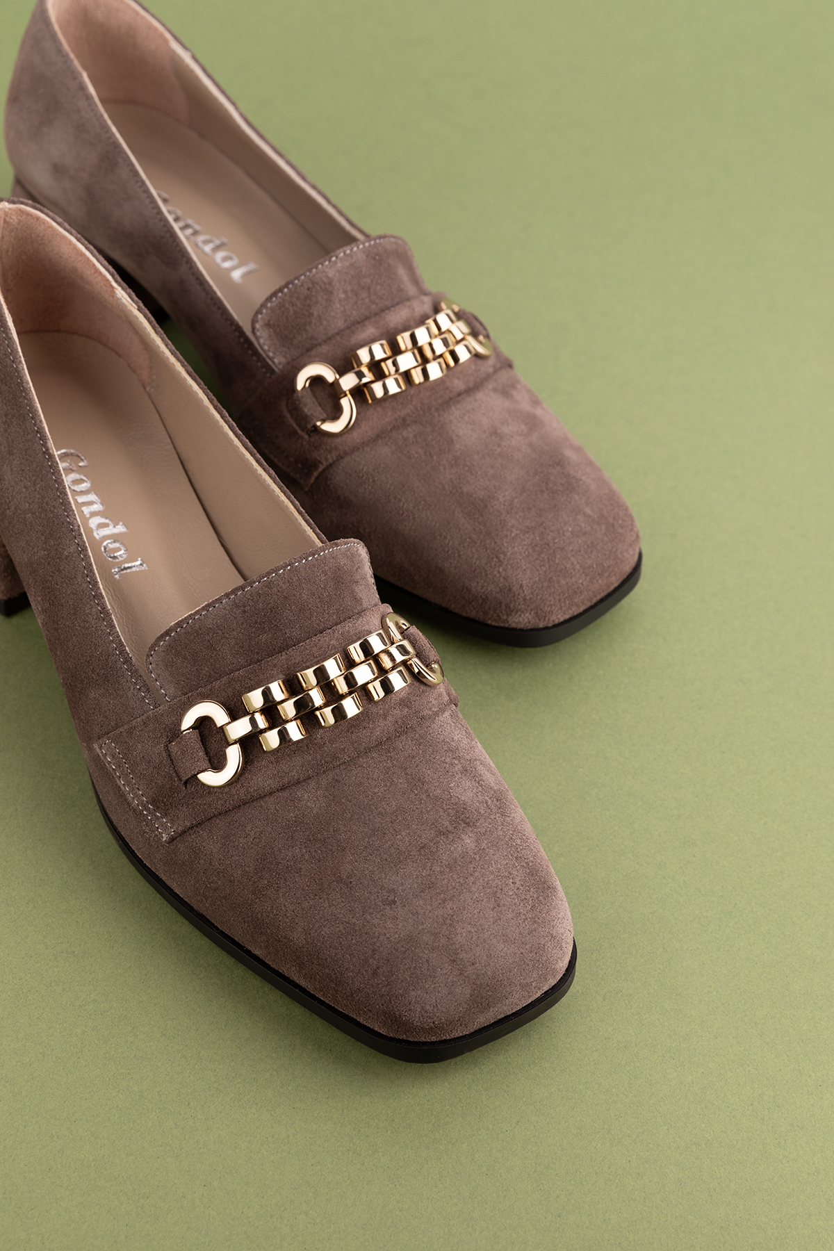 Gondol Hakiki Deri Kısa Topuklu Tokalı Şık Topuklu vdt.143 - Görsel 6