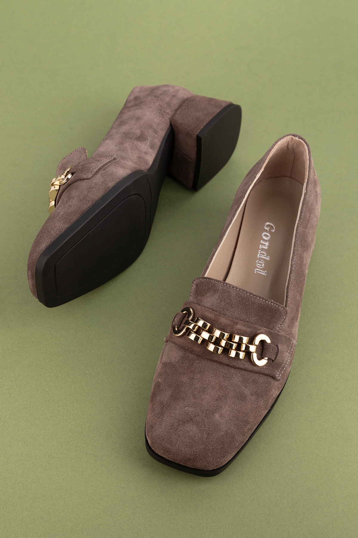 Gondol Hakiki Deri Kısa Topuklu Tokalı Şık Topuklu vdt.143 - Görsel 7