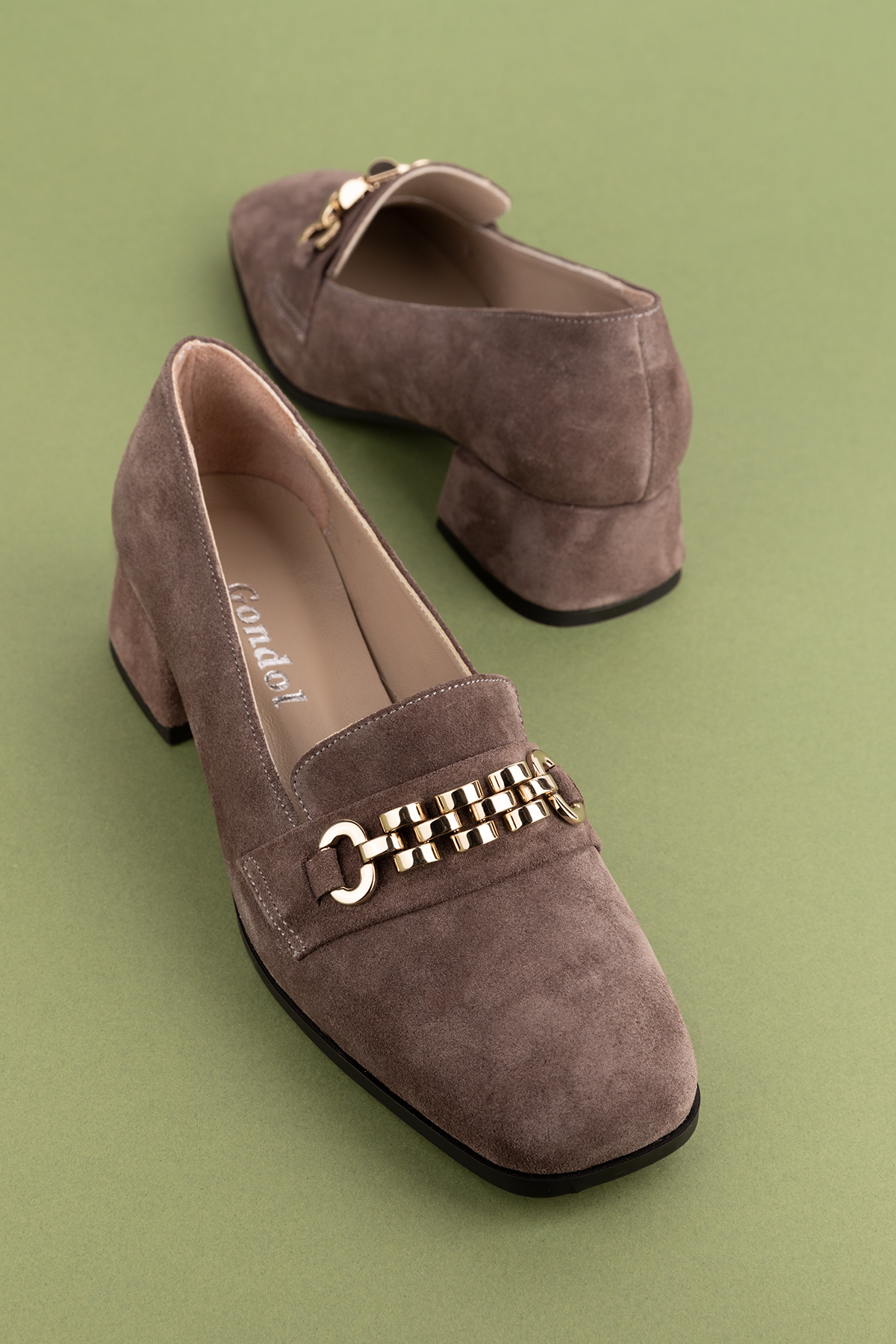 Gondol Hakiki Deri Kısa Topuklu Tokalı Şık Topuklu vdt.143 - Görsel 8