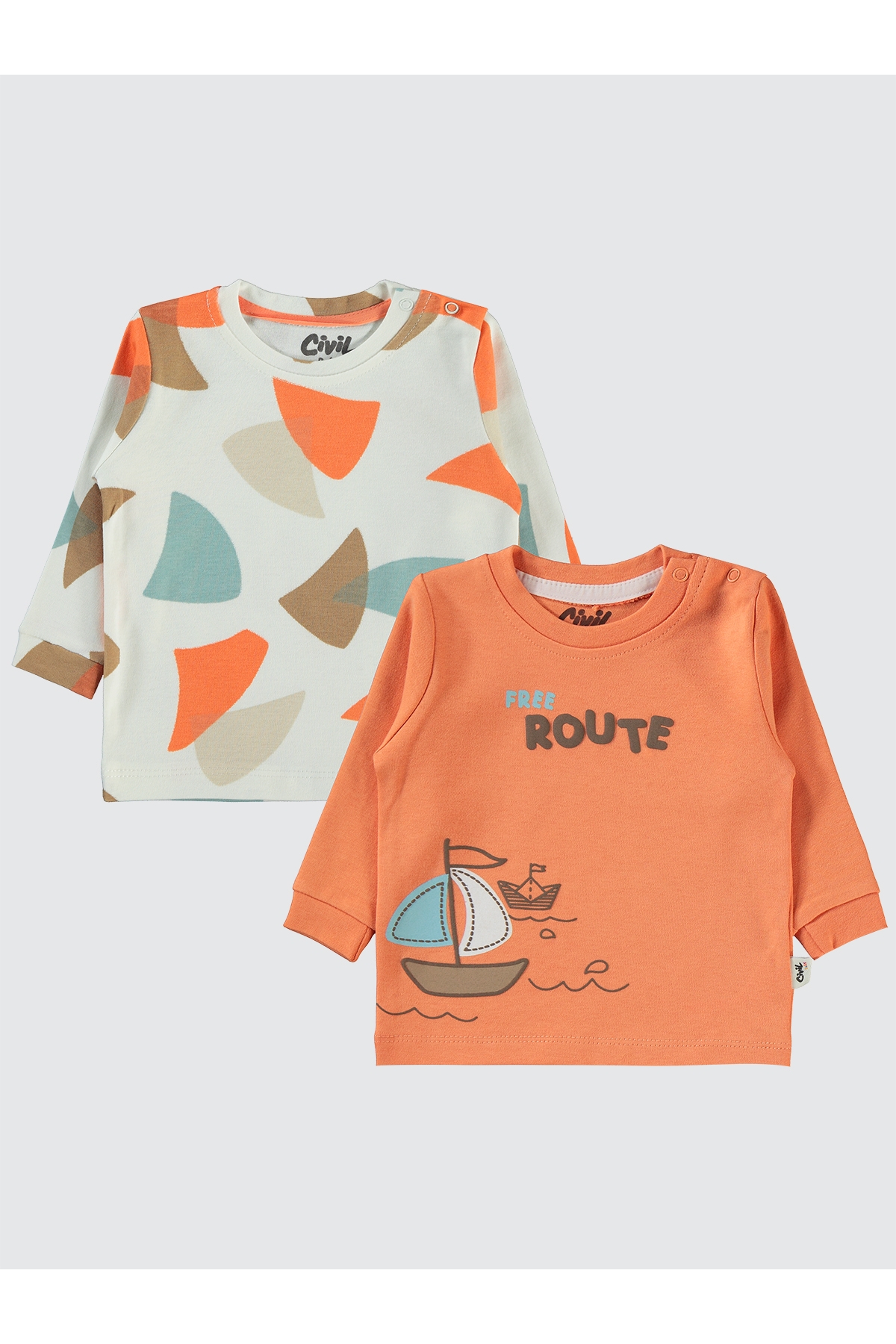 Erkek Bebek 2'li Sweatshirt 6-18 Ay Oranj