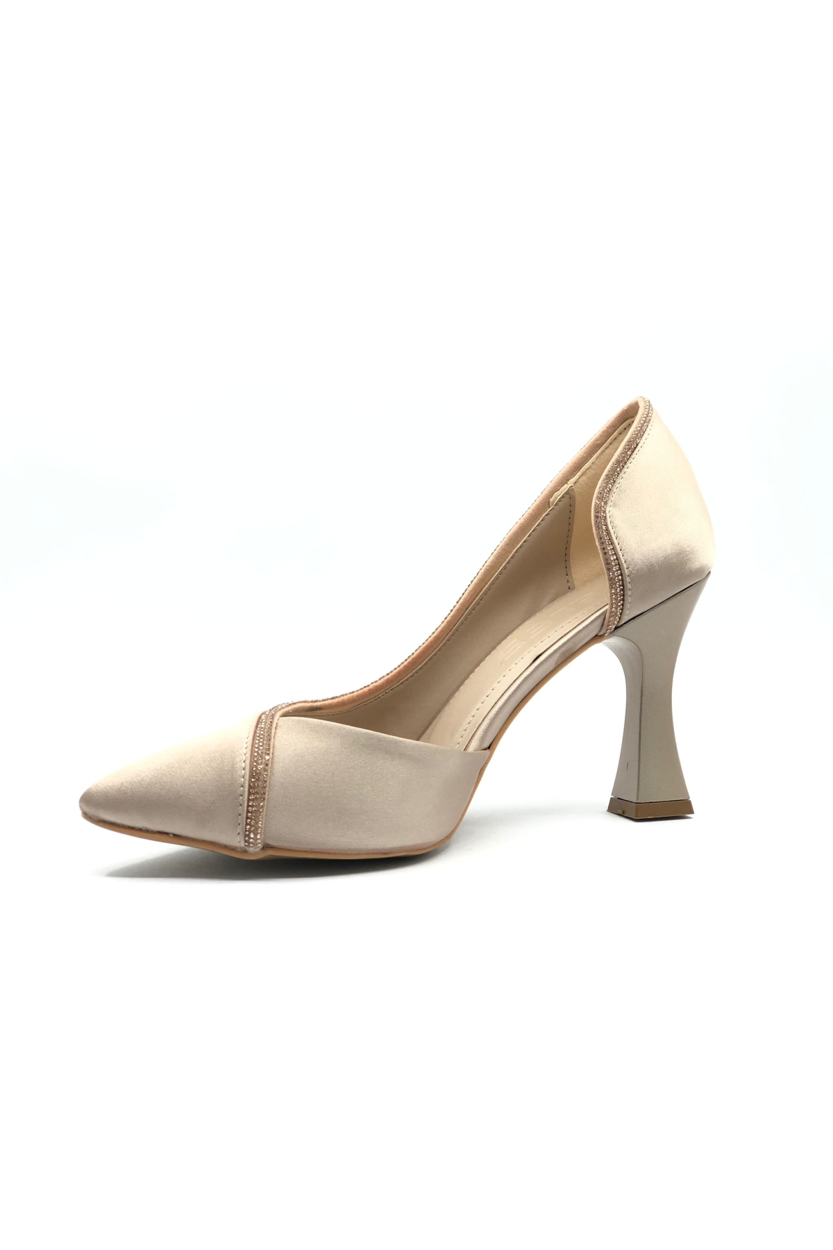 Kadeh Topuk Saten Taşlı Stiletto Kadın Topuklu Ayakkabı - Görsel 6