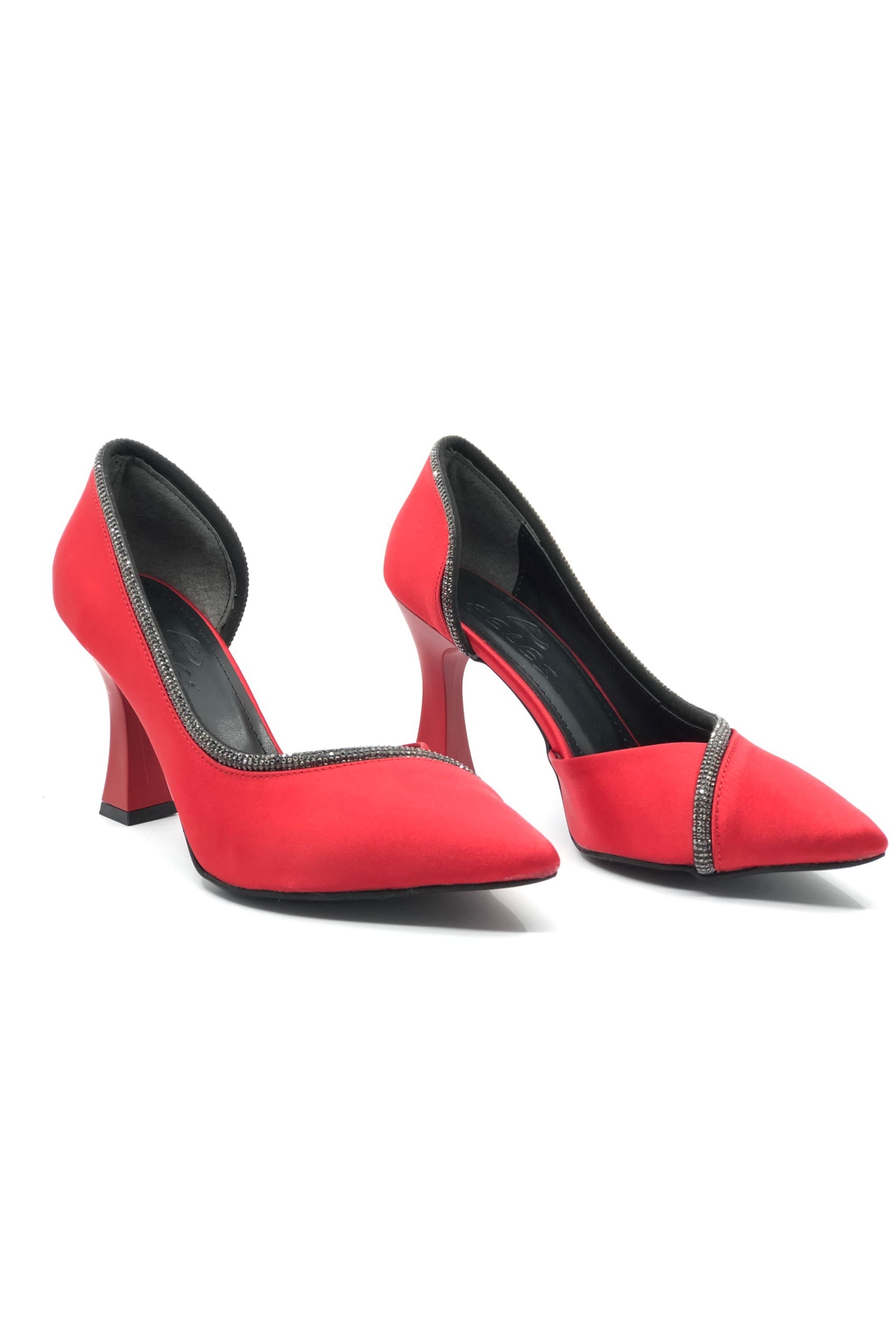 Kadeh Topuk Saten Taşlı Stiletto Kadın Topuklu Ayakkabı - Görsel 2