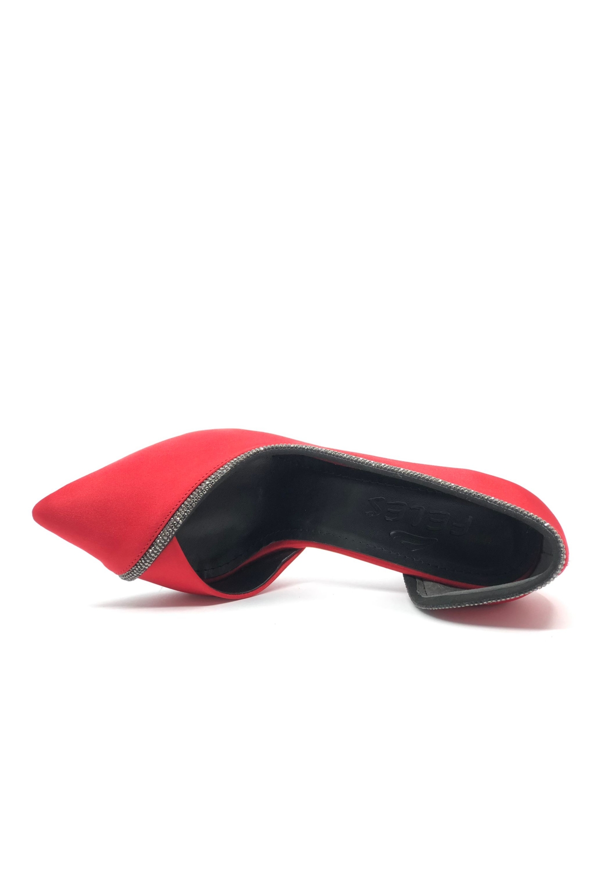 Kadeh Topuk Saten Taşlı Stiletto Kadın Topuklu Ayakkabı - Görsel 7