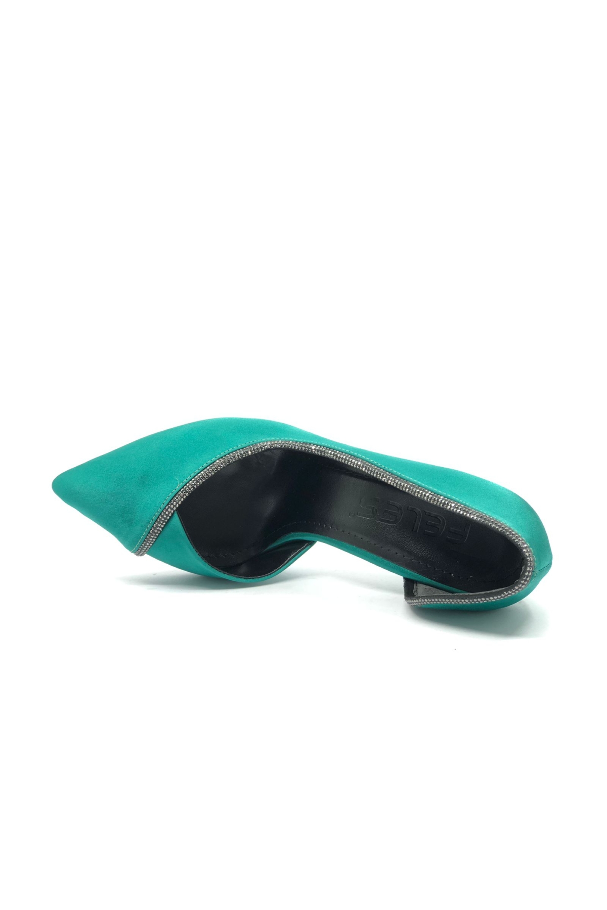 Kadeh Topuk Saten Taşlı Stiletto Kadın Topuklu Ayakkabı - Görsel 6