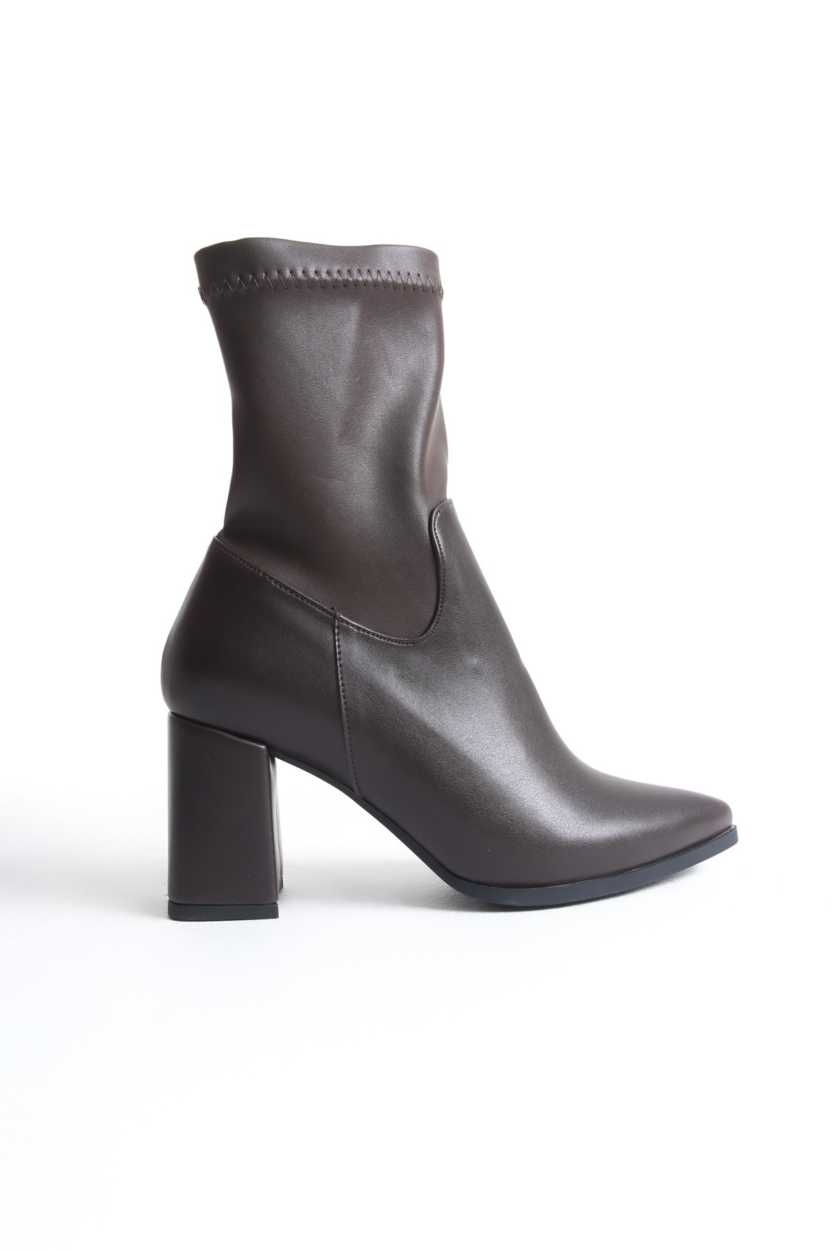 Peko Acı Kahve Rengi Streç Esnek Topuklu Kadın Bot - Görsel 5