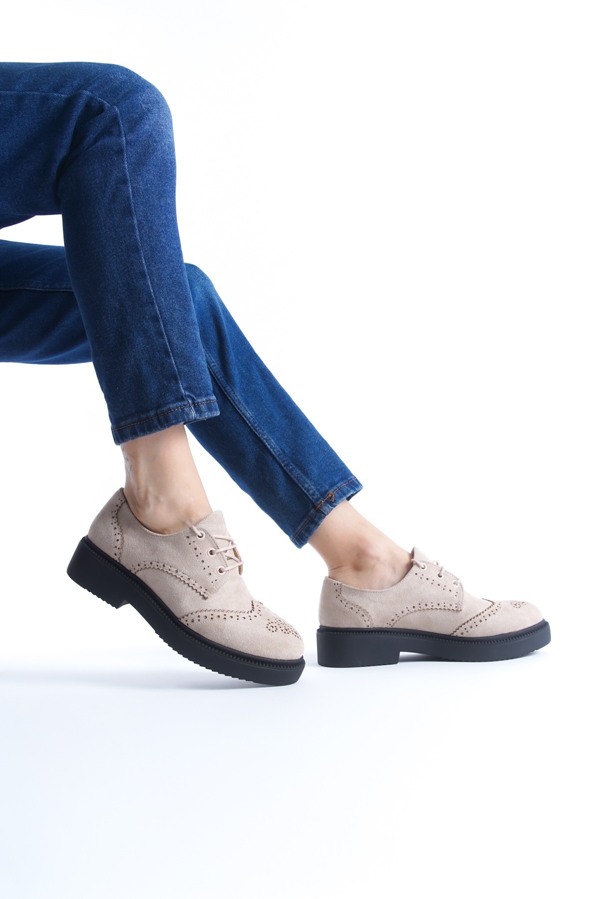Yampa Ten Süet Oxford Günlük Rahat Kadın Ayakkabı - Görsel 2