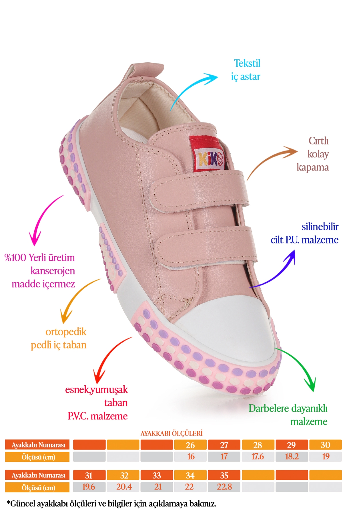 Kach Cırtlı Kız Çocuk Günlük Spor Ayakkabı Pudra - Görsel 3