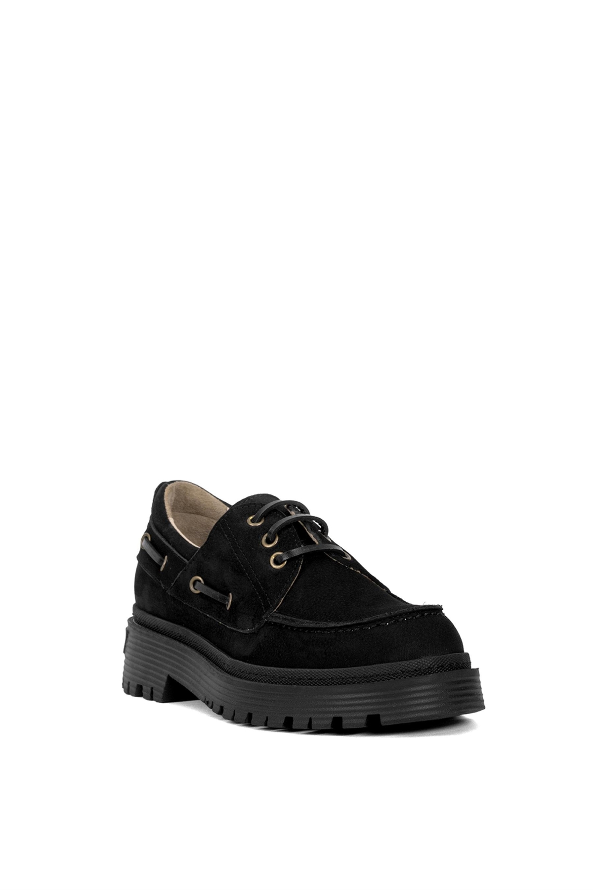Elit VVS24160N Kadın Nubuk Hakiki Deri Casual Ayakkabı Siyah - Görsel 3