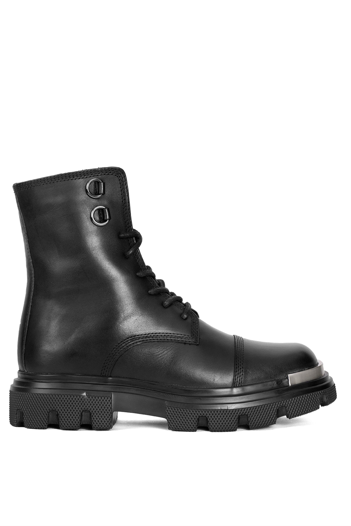 152-20208 Erkek Hakiki Deri Düz Bot Siyah - Görsel 2