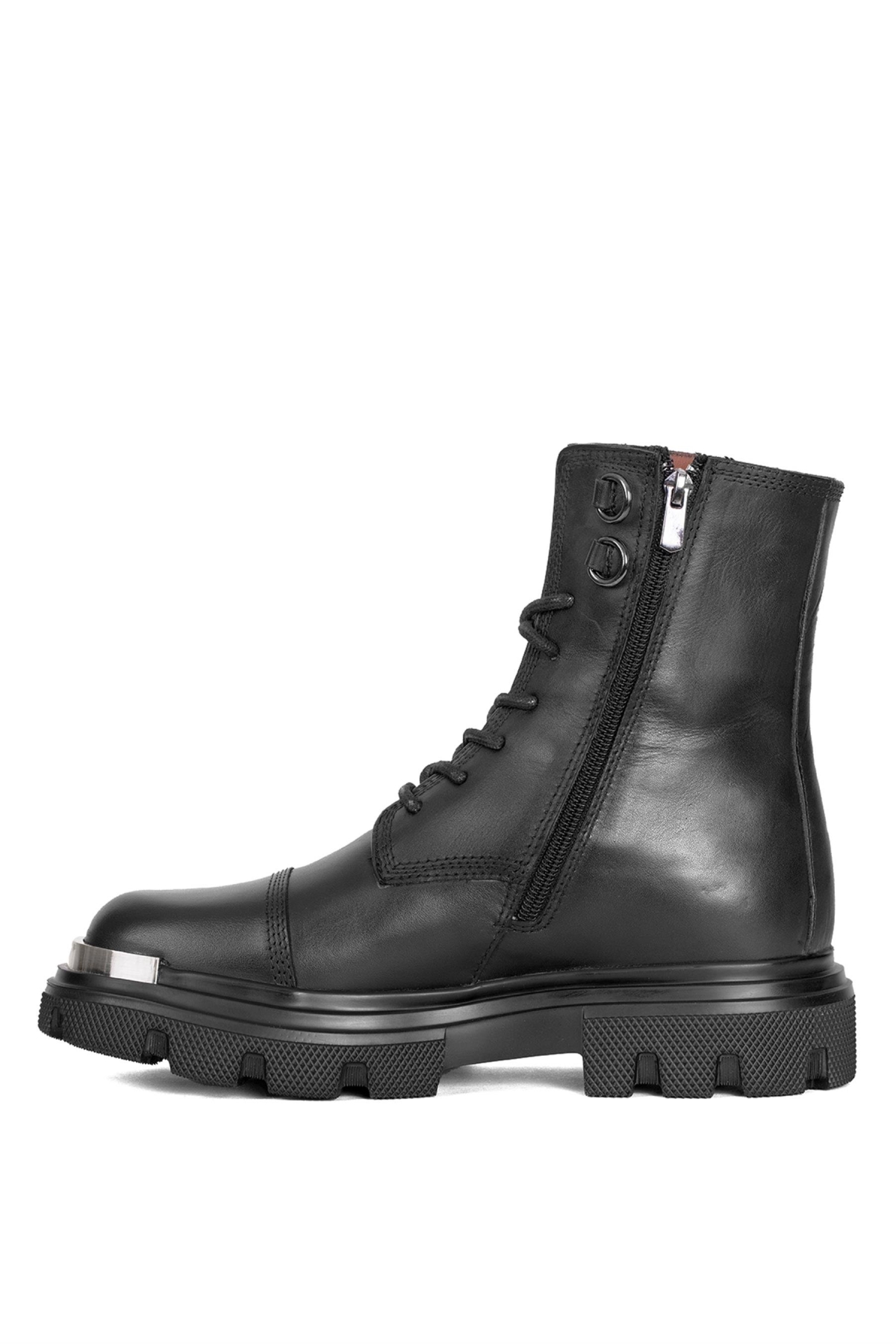 152-20208 Erkek Hakiki Deri Düz Bot Siyah - Görsel 4