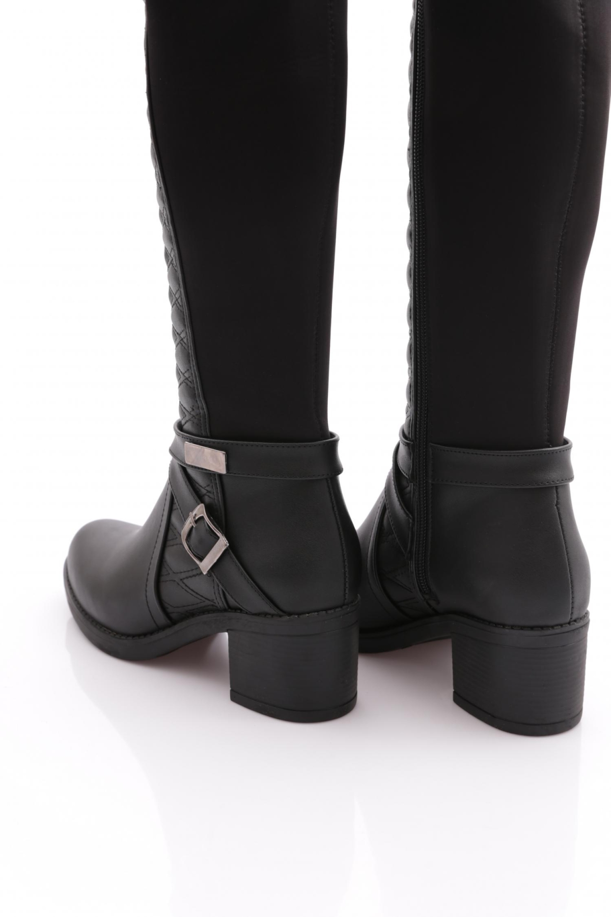 715 Kadin Kemer Detayli Topuklu Çizme - Görsel 4
