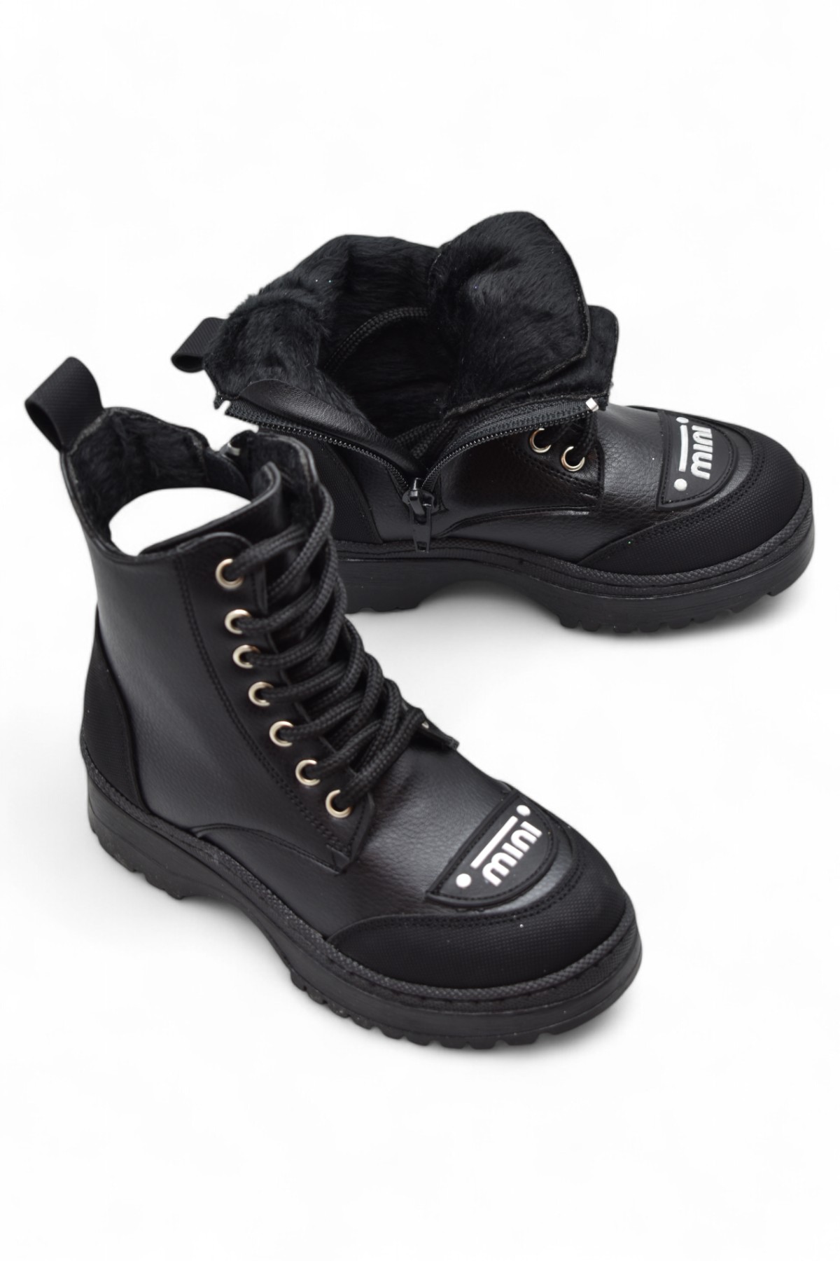 263 Ortopedik Bağcıklı Fermuarlı Kız Çocuk Bot Ayakkabı Kürklü Kız Çocuk Bot - Görsel 5