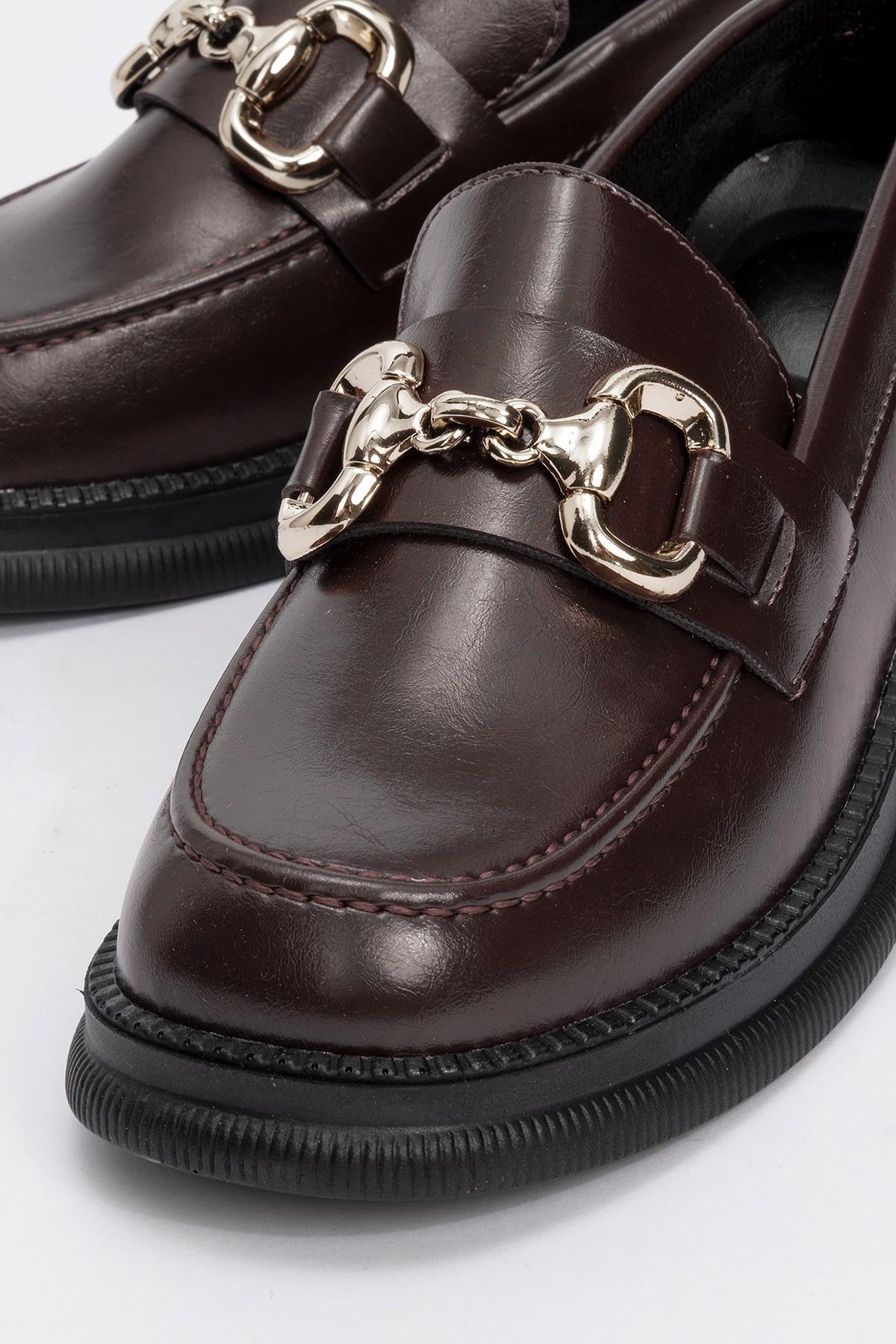 Tokalı Kaydırmaz Kadın Günlük Ayakkabı BORDO KIRIŞIK - Görsel 4