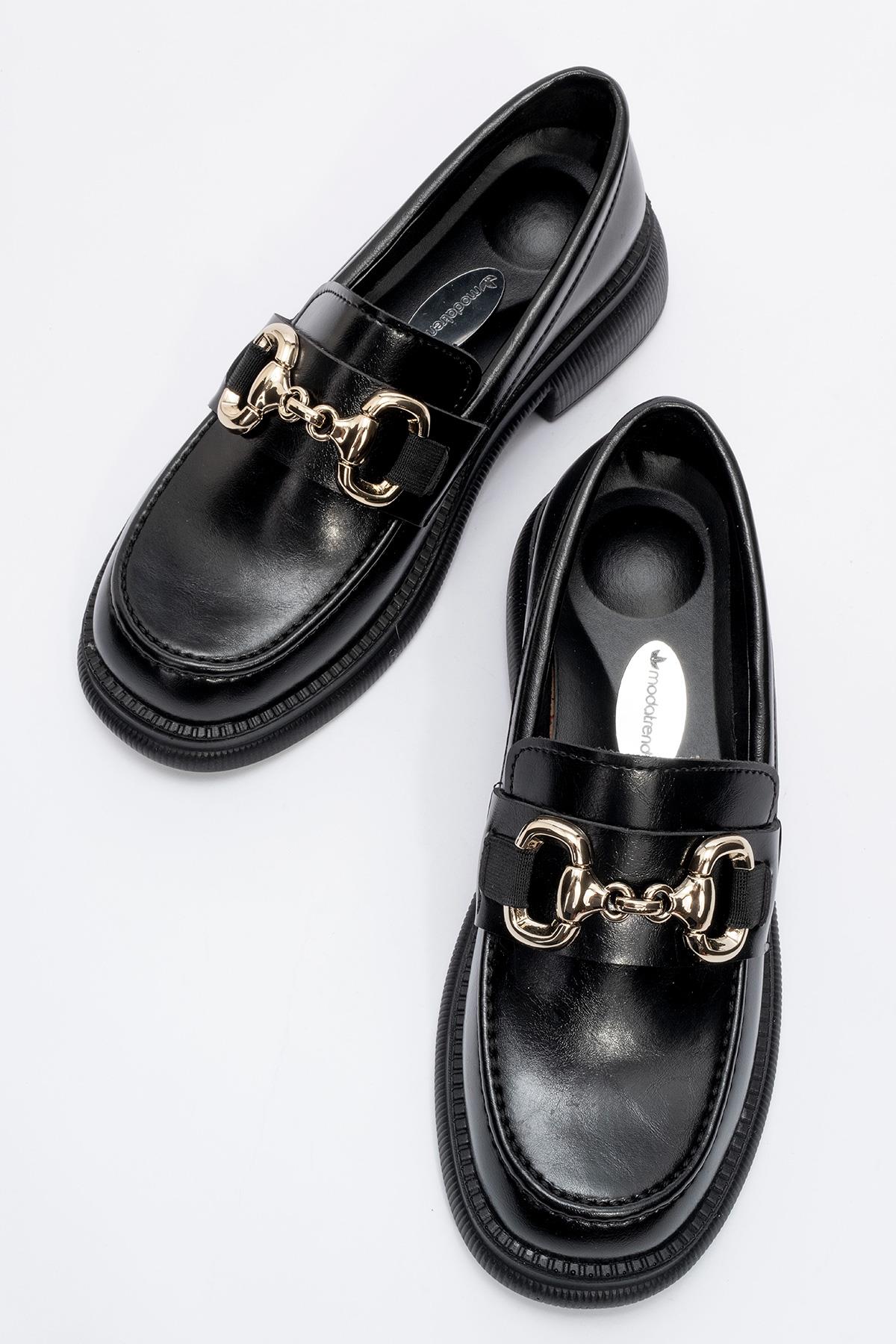 Tokalı Kaydırmaz Kadın Günlük Ayakkabı SİYAH KIRIŞIK - Görsel 6