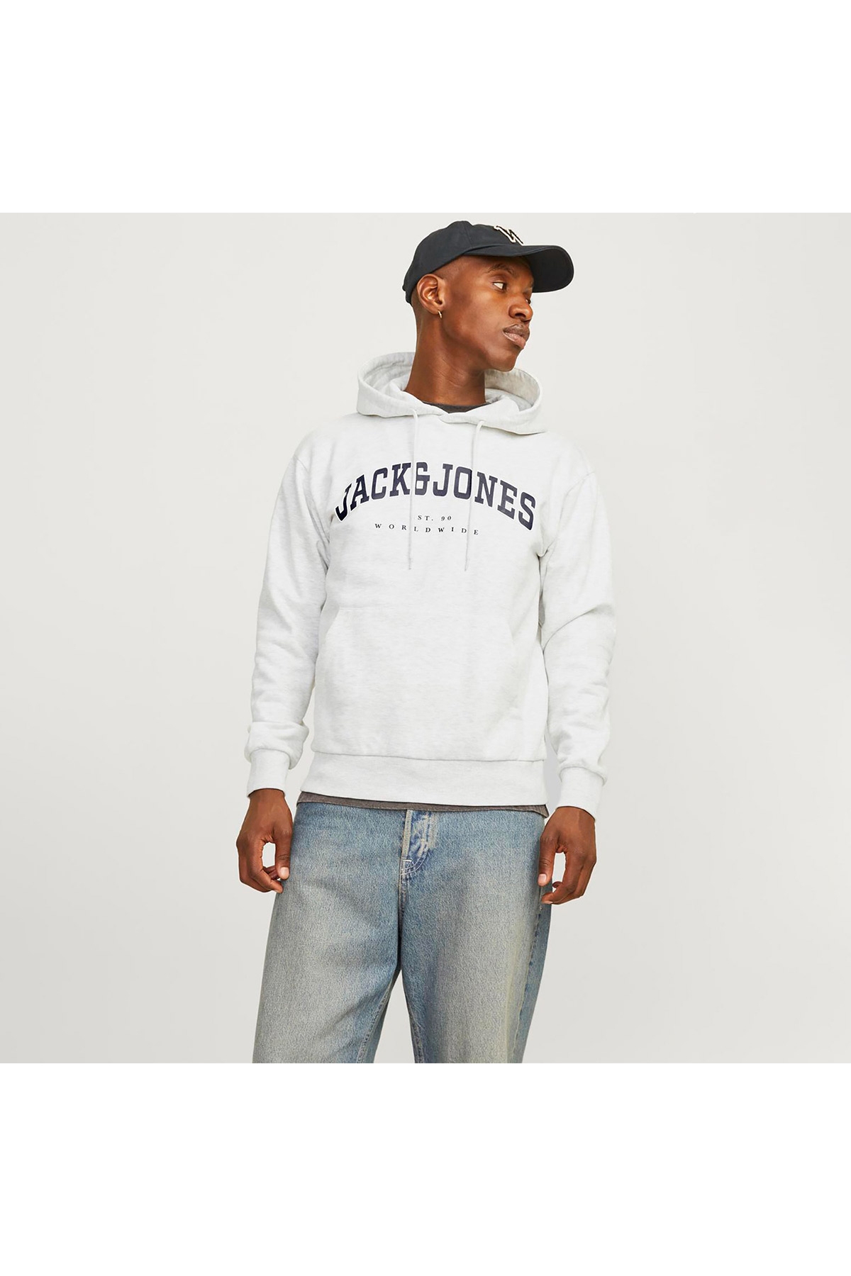 Jack&Jones Caleb Varsity Erkek Beyaz Kapüşonlu Sweatshirt