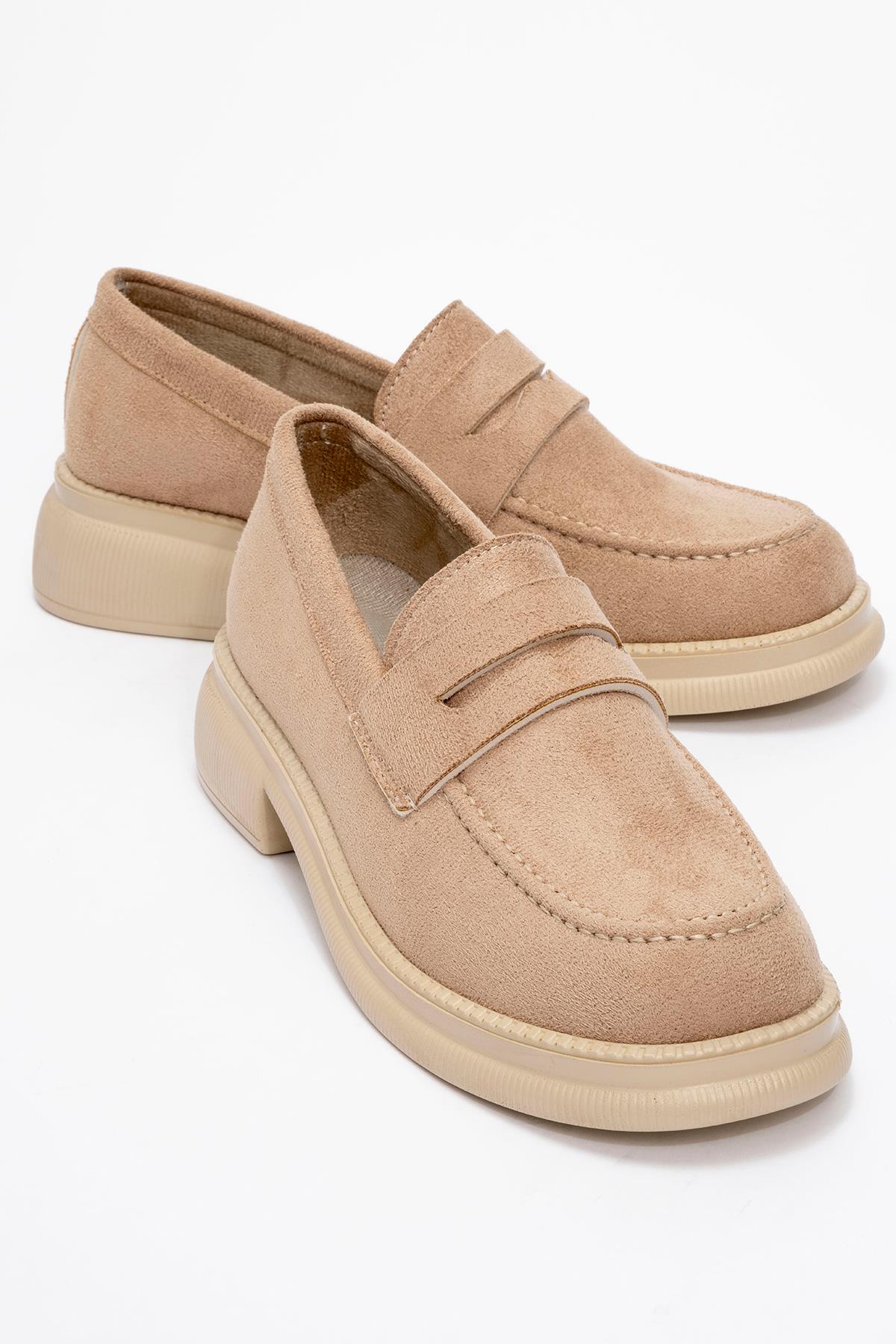 Kaydırmaz Kadın Günlük Ayakkabı BEJ SÜET - Görsel 2