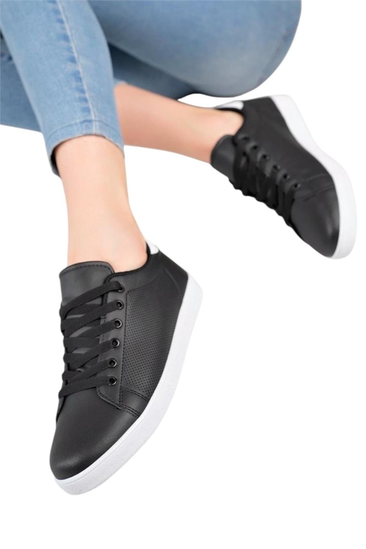 Kadın Spor Sneaker Ayakkabı SİYAH - BEYAZ - Görsel 4