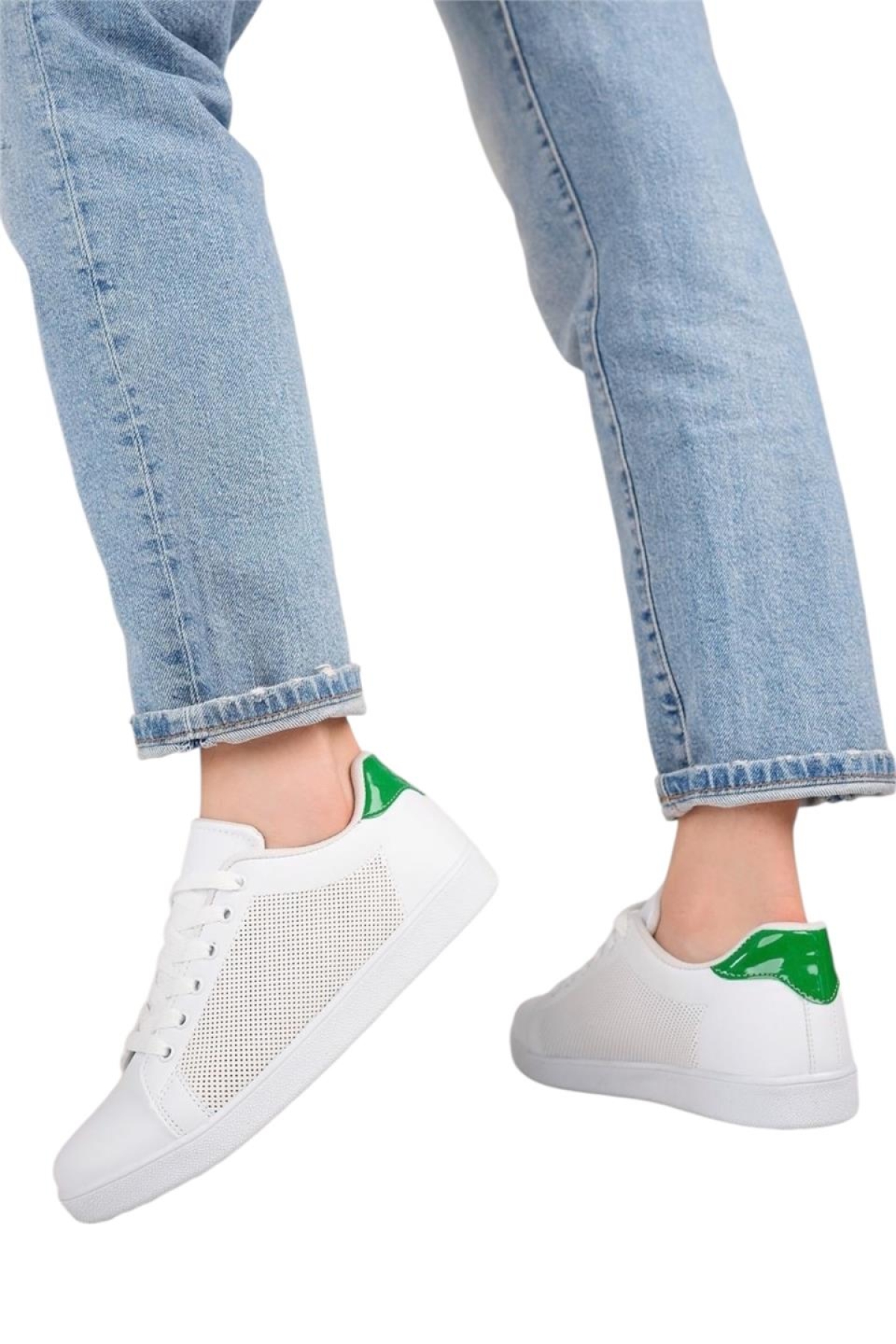 Kadın Spor Sneaker Ayakkabı BEYAZ - YEŞİL - Görsel 2